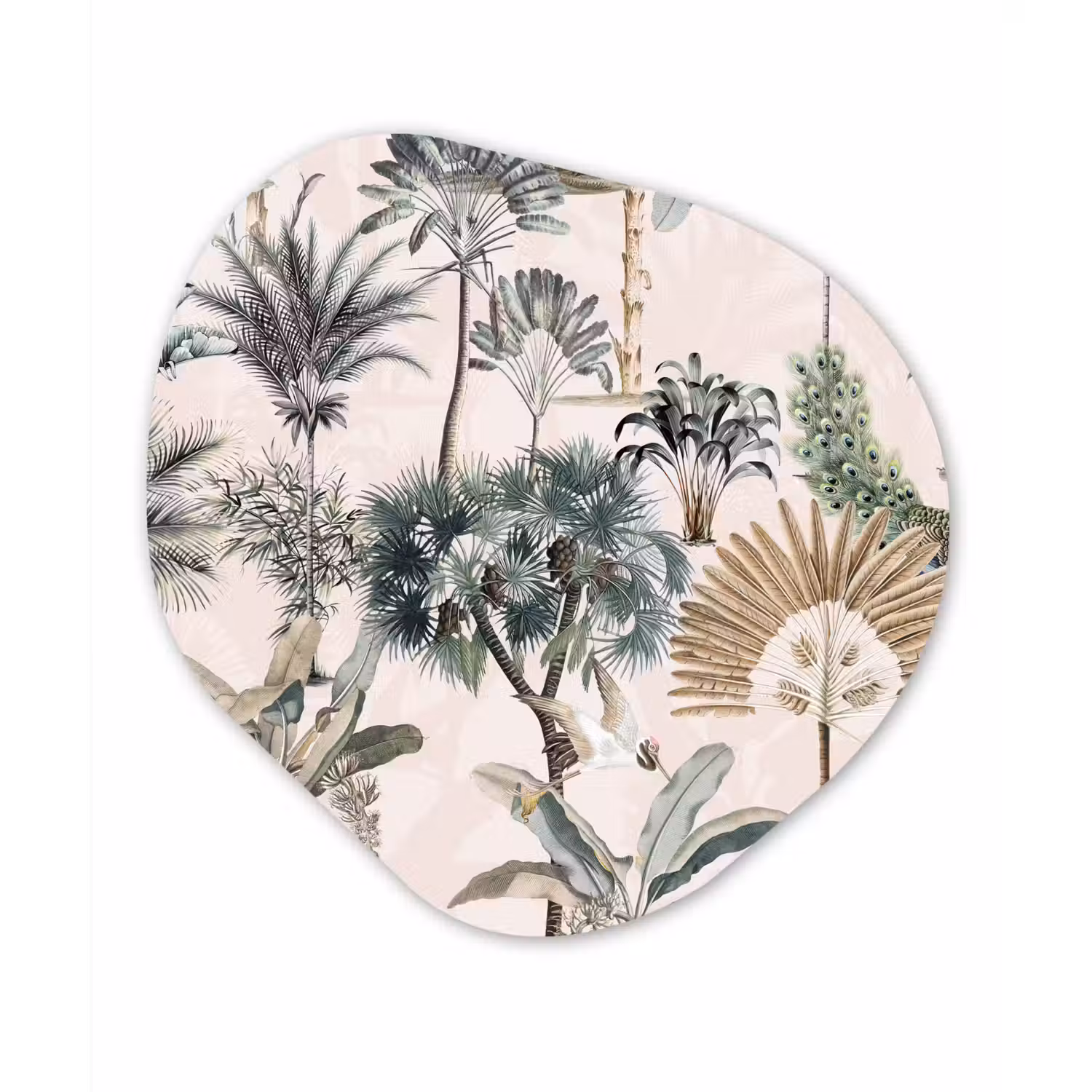 Inductie afdekplaat - Vintage - Jungle - Dieren - Natuur - Inductie beschermer Wandcirkel Organisch Plexiglas middel -3d