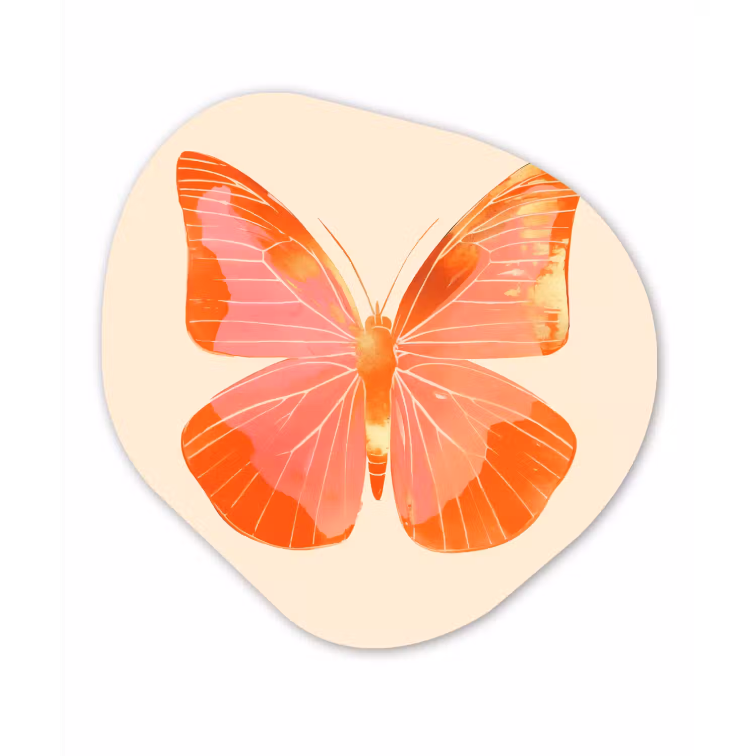 Vlinder - Minimalistisch - Roze Wandcirkel Organisch Plexiglas middel -3d
