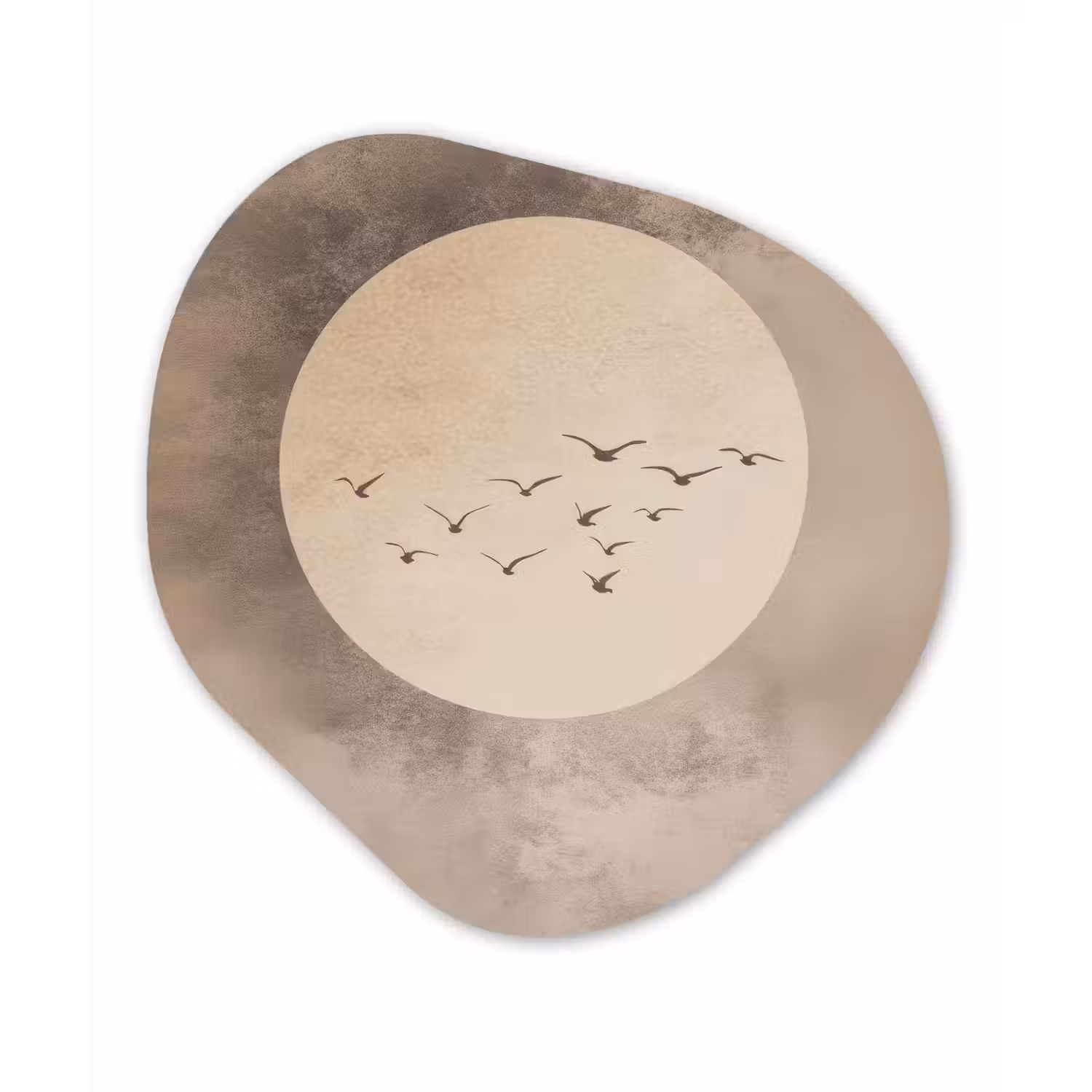 Vogel - Beige - Japandi Wandcirkel Organisch Plexiglas middel -3d
