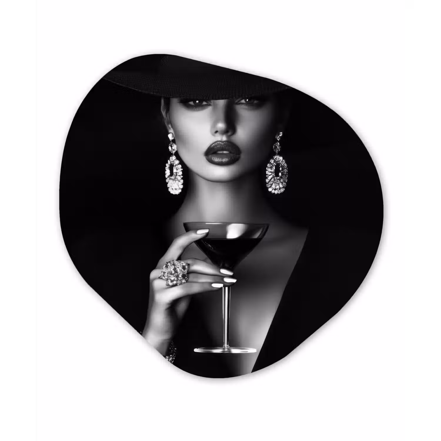 Vrouw - Cocktail - Chic Wandcirkel Organisch Plexiglas middel -3d