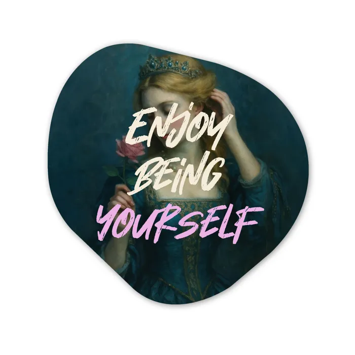 Vrouw - Roos - Quote Wandcirkel Organisch Plexiglas middel -3d