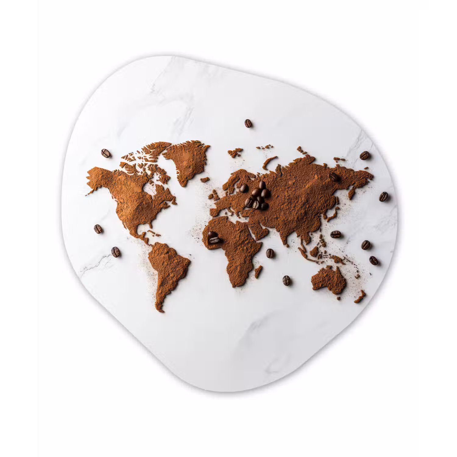 Wereldkaart - Koffie - Marmer Wandcirkel Organisch Plexiglas middel -3d