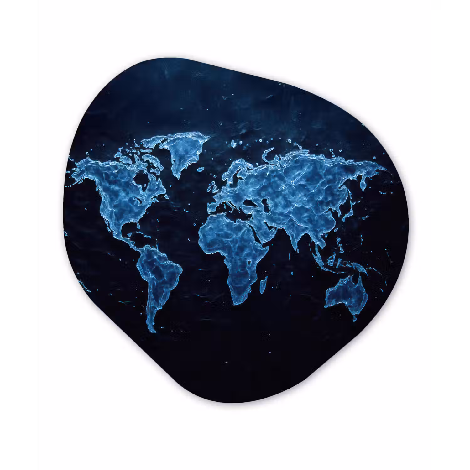 Wereldkaart - Waterstructuur - Blauw Wandcirkel Organisch Plexiglas middel -3d