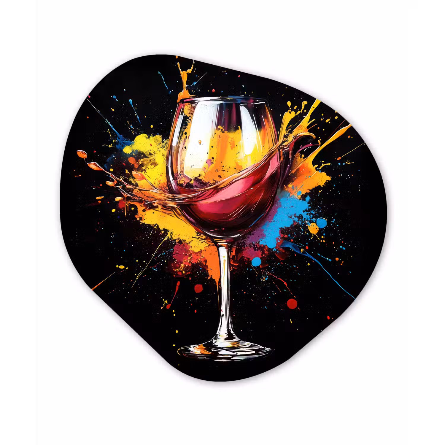 Wijn - Glas - Graffiti - Borrel - Rood - Verf Wandcirkel Organisch Plexiglas middel -3d