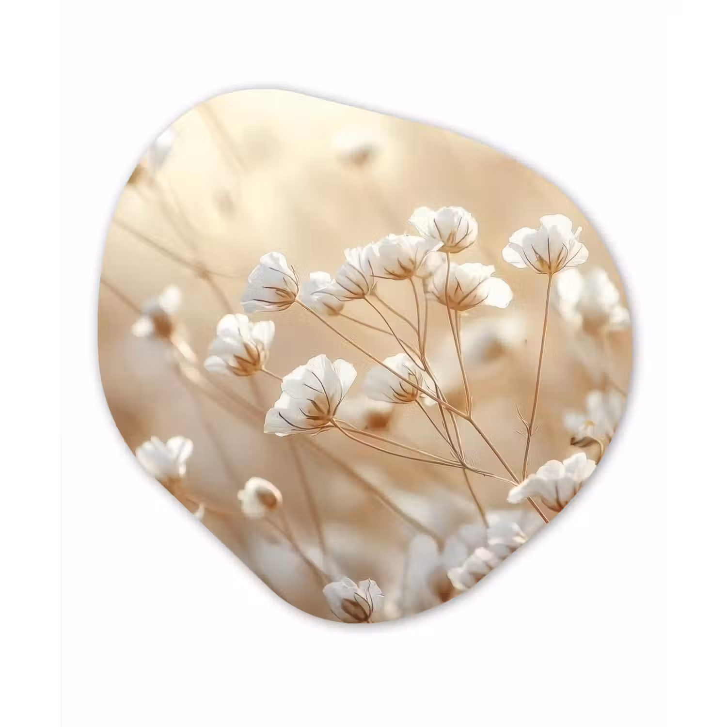 Wilde - Bloemen - Wit Wandcirkel Organisch Plexiglas middel -3d