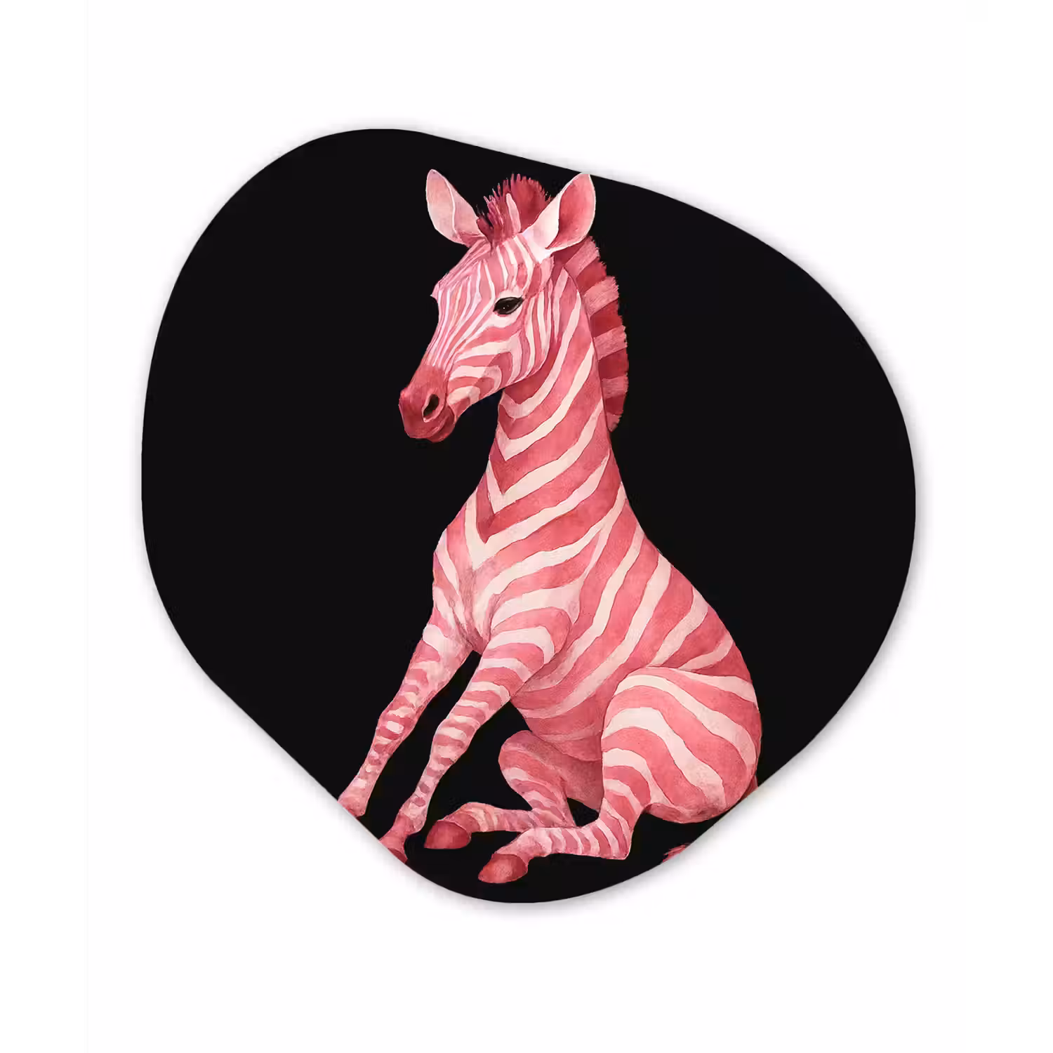Zebra - Roze - Gestreept Wandcirkel Organisch Plexiglas middel -3d