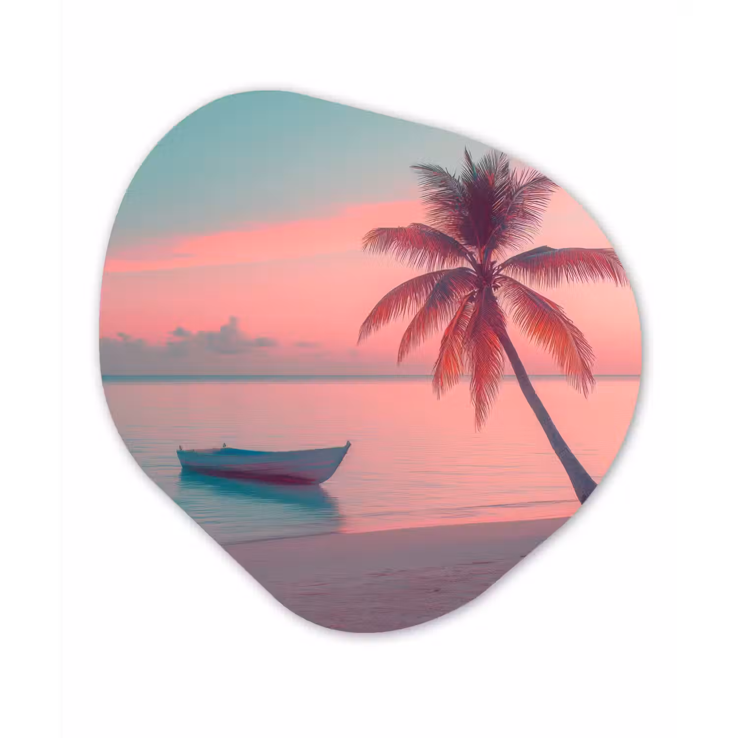 Zee - Boot - Zonsondergang Wandcirkel Organisch Plexiglas middel -3d
