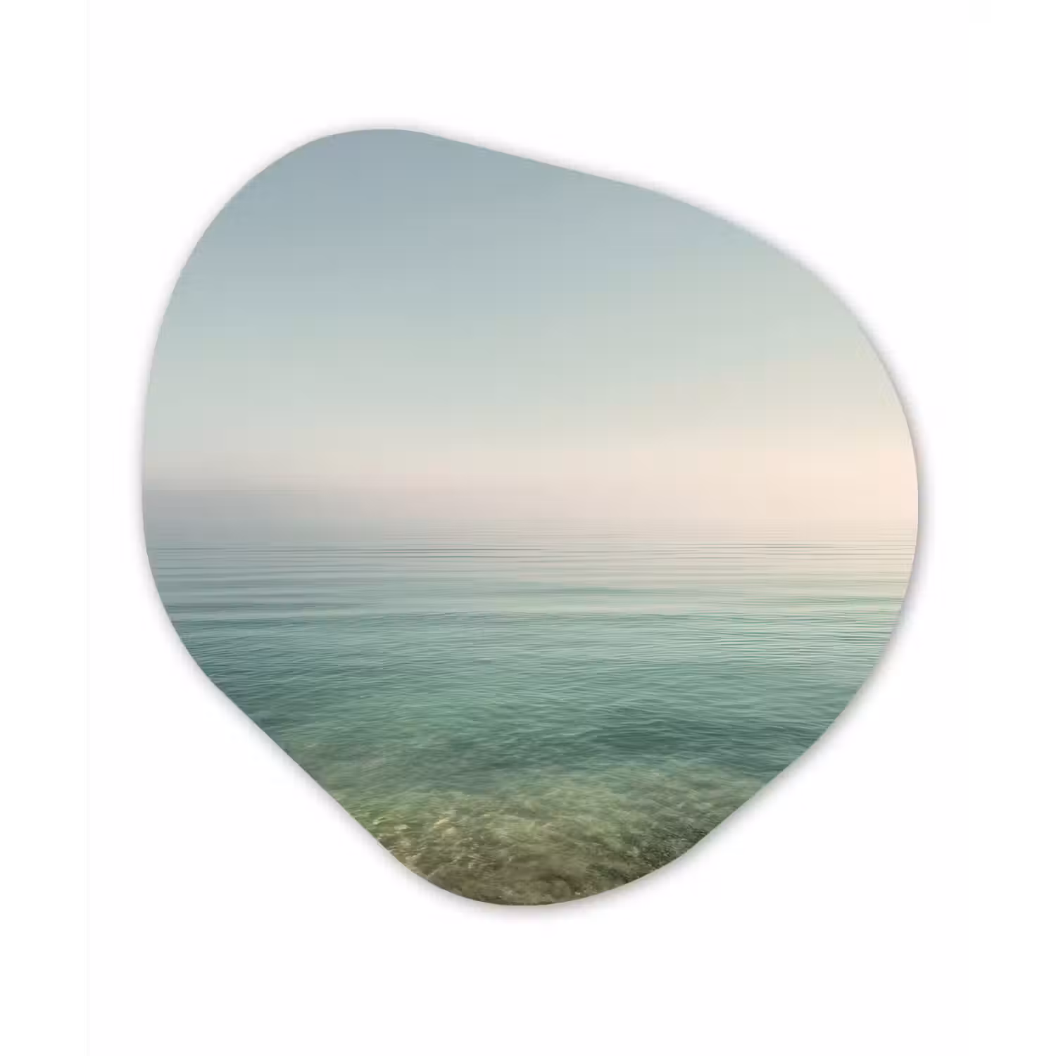 Zee - Horizon - Blauw - Mist Wandcirkel Organisch Plexiglas middel -3d