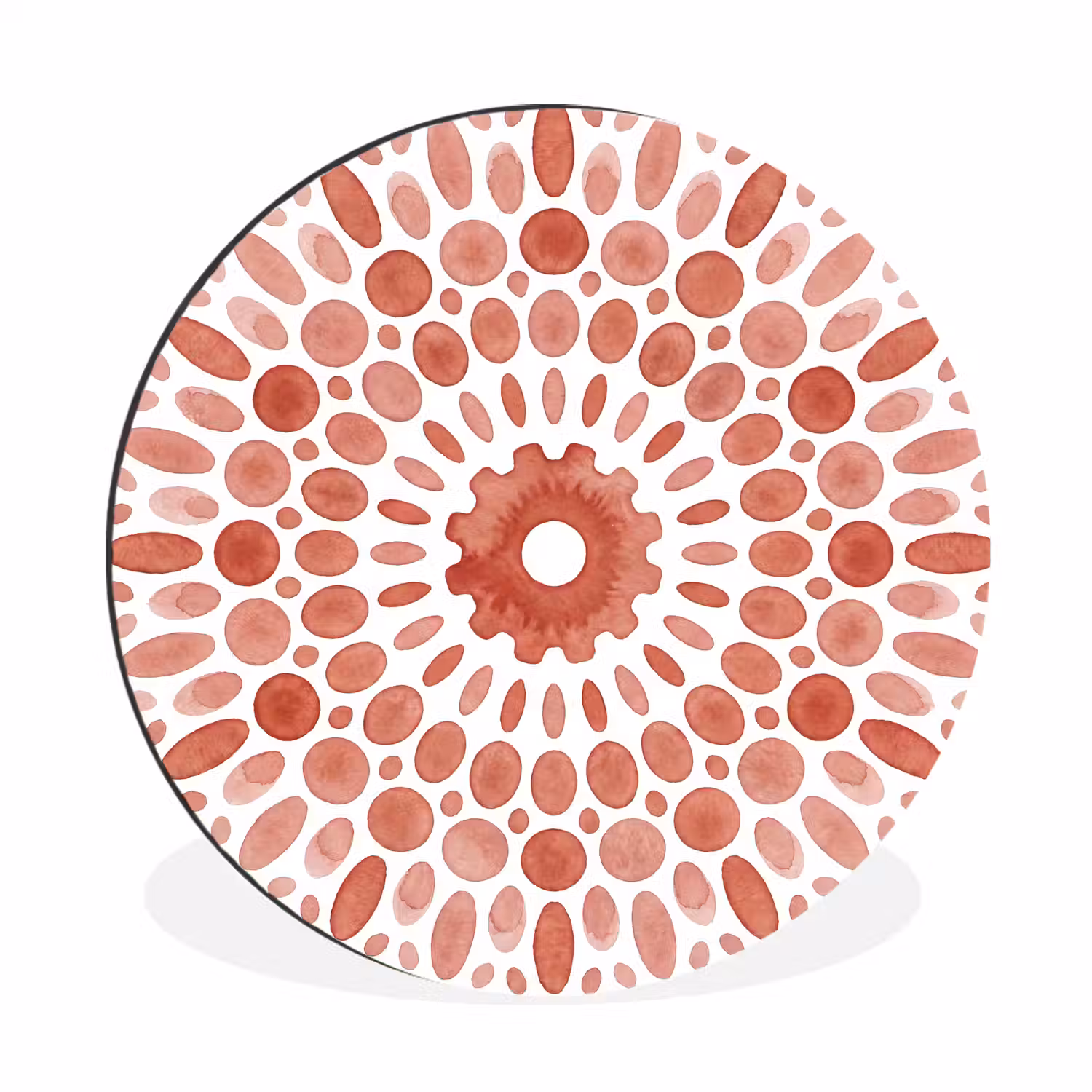 Patroon - Cirkels - Abstract - Modern - Rood Wandcirkel aluminium klein -3d