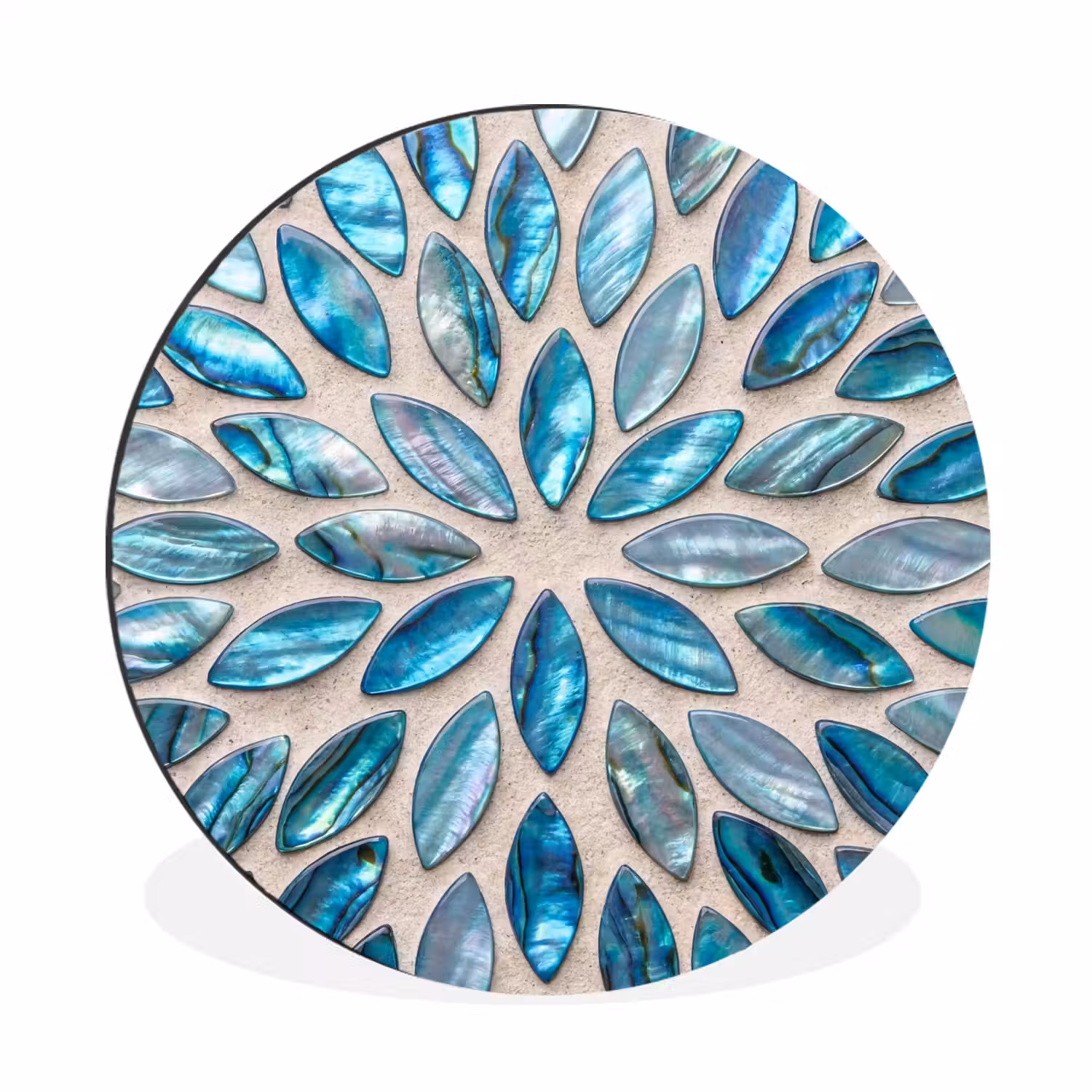 Patroon - Glans - Abstract - Blauw - Decoratie Wandcirkel aluminium klein -3d