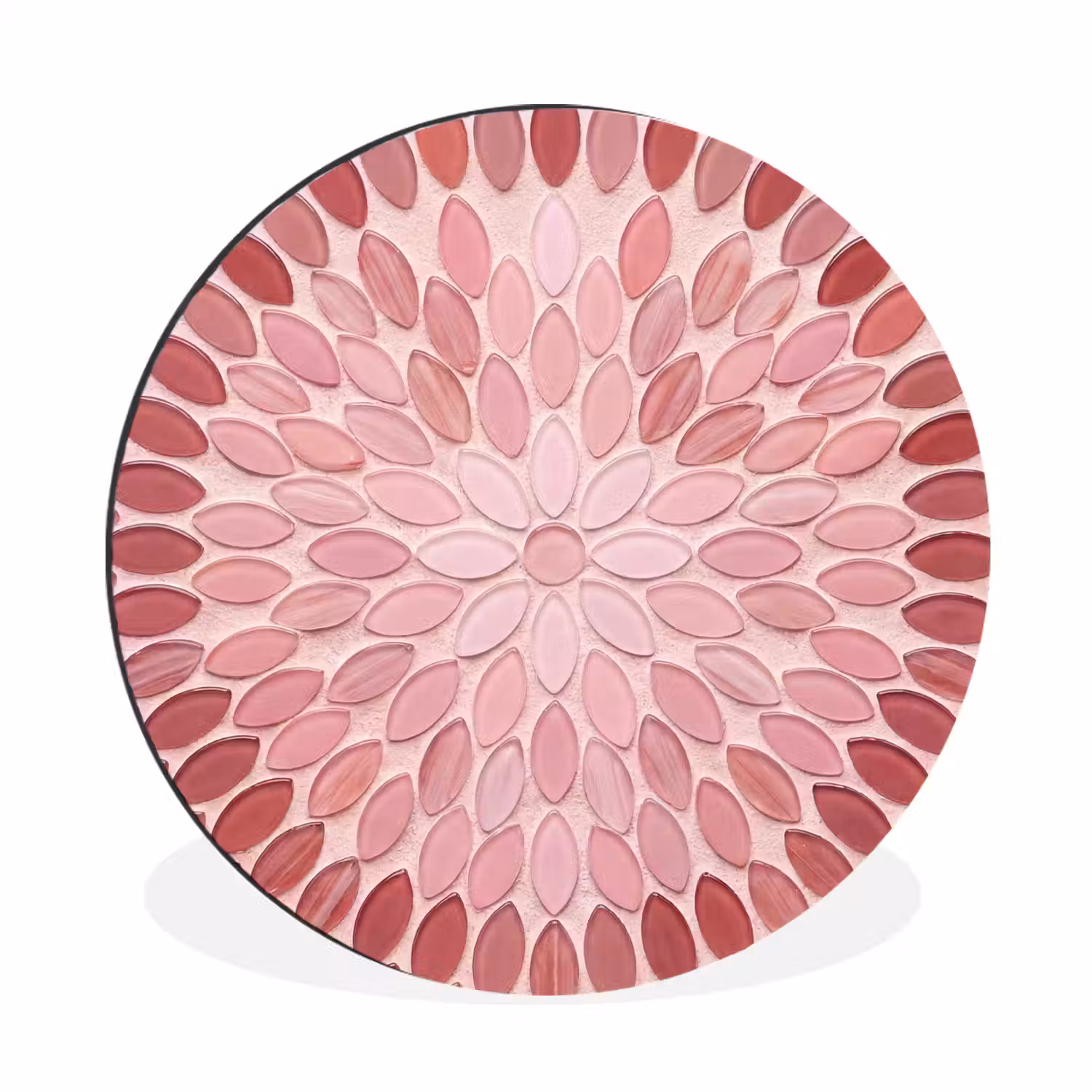 Patroon - Mozaïek - Ovaal - Abstract - Roze Wandcirkel aluminium klein -3d