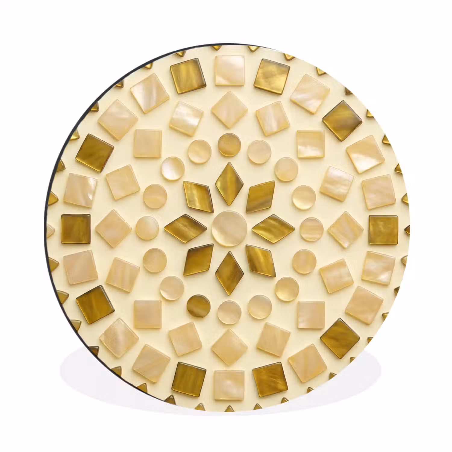 Patroon - Vormen - Mozaïek - Abstract - Goud Wandcirkel aluminium klein -3d