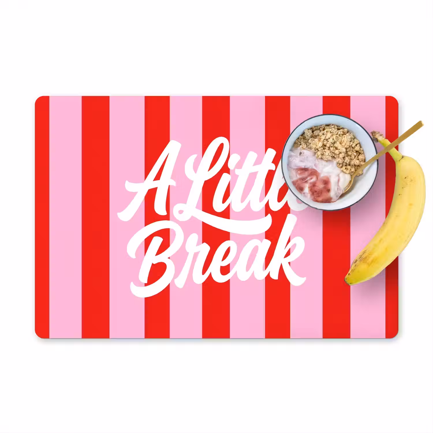 A Little Break - Strepen - Rood - Roze Placemat vinyl groot -zzzproduct_Kitchenyeah-website