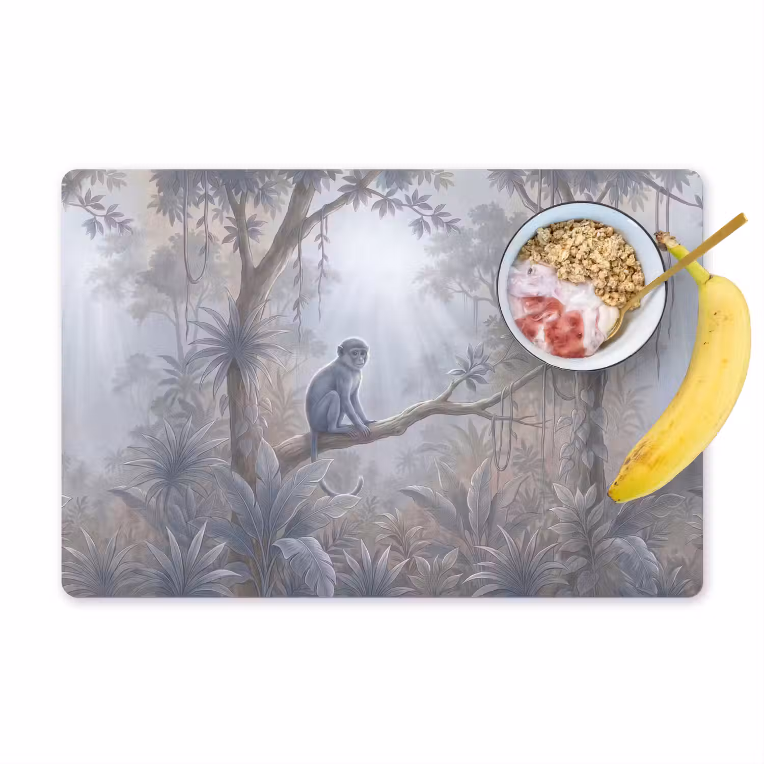 Aap - Boom - Jungle - Natuur - Grijs Placemat vinyl groot -zzzproduct_Kitchenyeah-website