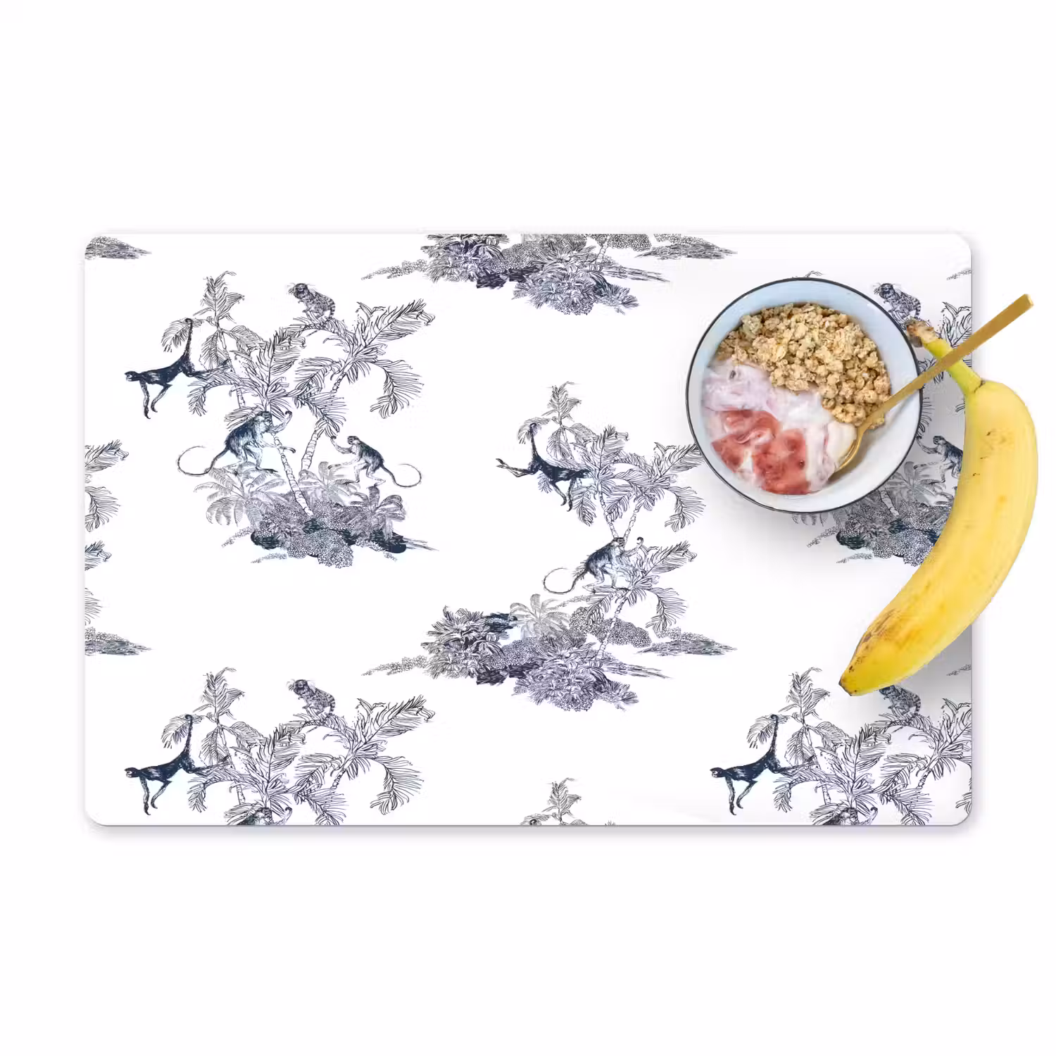 Aap - Palmboom - Blauw Placemat vinyl groot 368 -zzzproduct_Kitchenyeah-website
