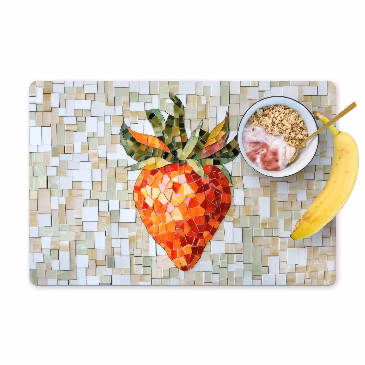Aardbei - Rood - Mozaïek - Fruit Placemat vinyl groot -zzzproduct_Kitchenyeah-website