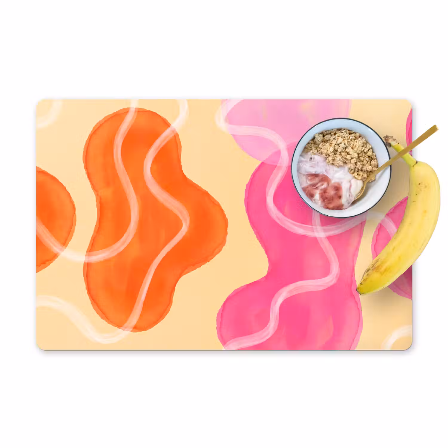 Abstract - Aquarel - Organisch - Oranje - Roze Placemat vinyl groot -zzzproduct_Kitchenyeah-website