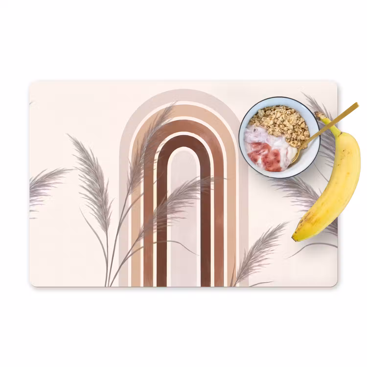 Abstract - Bogen - Plant - Boho - Beige Placemat vinyl groot -zzzproduct_Kitchenyeah-website