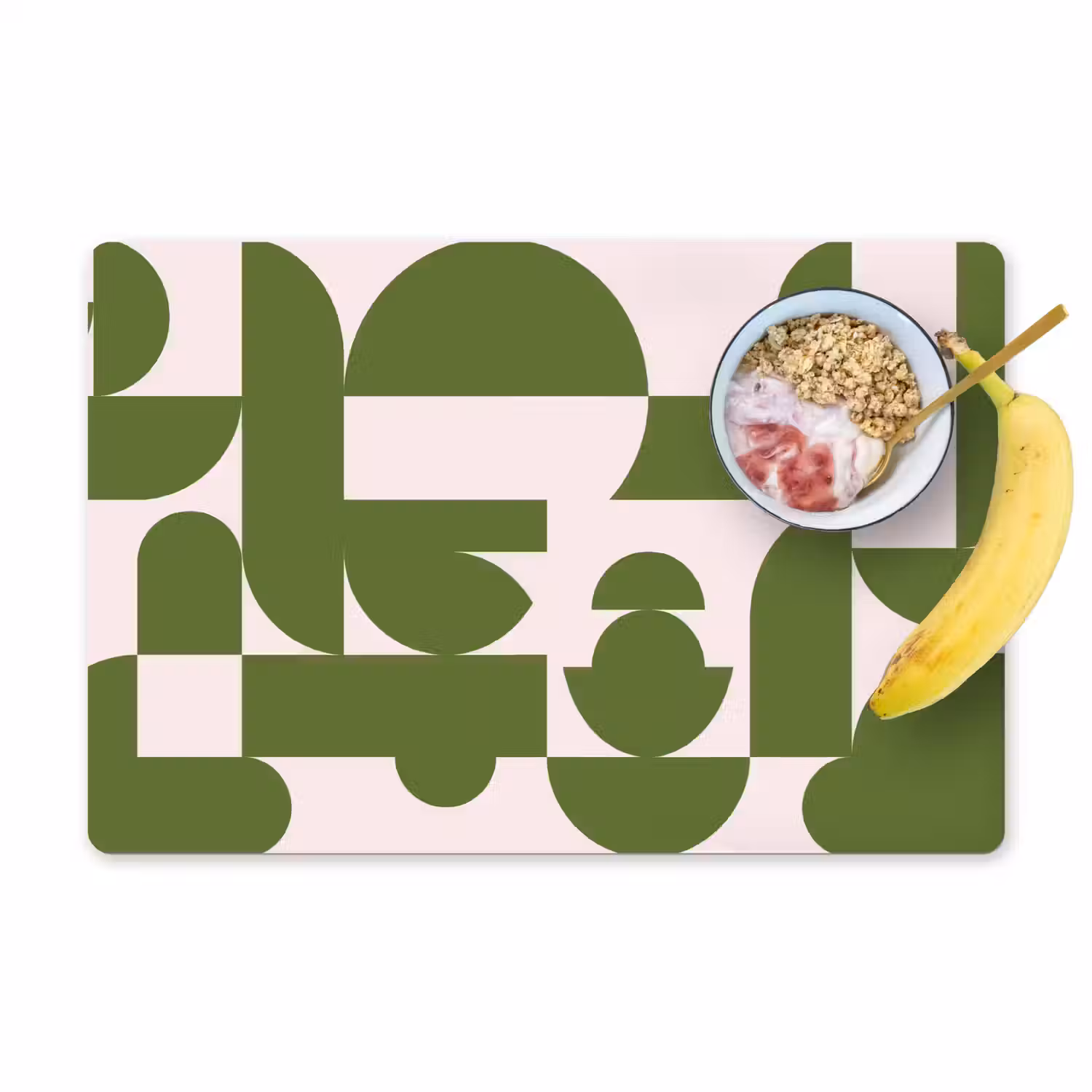 Abstract - Geometrie - Modern - Groen - Wit Placemat vinyl groot -zzzproduct_Kitchenyeah-website