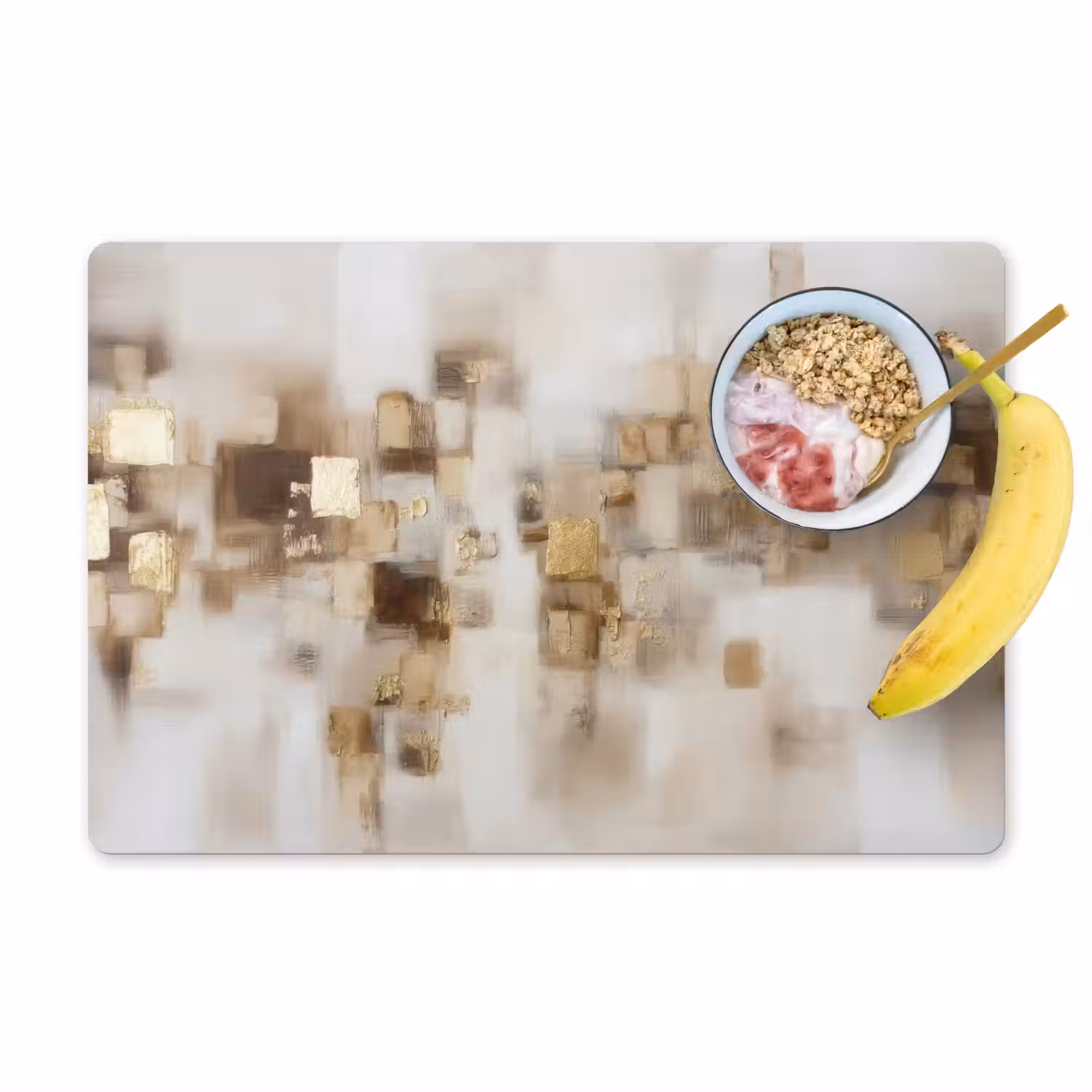Abstracte vierkanten - Aardetonen - Mistig Placemat vinyl groot -zzzproduct_Kitchenyeah-website