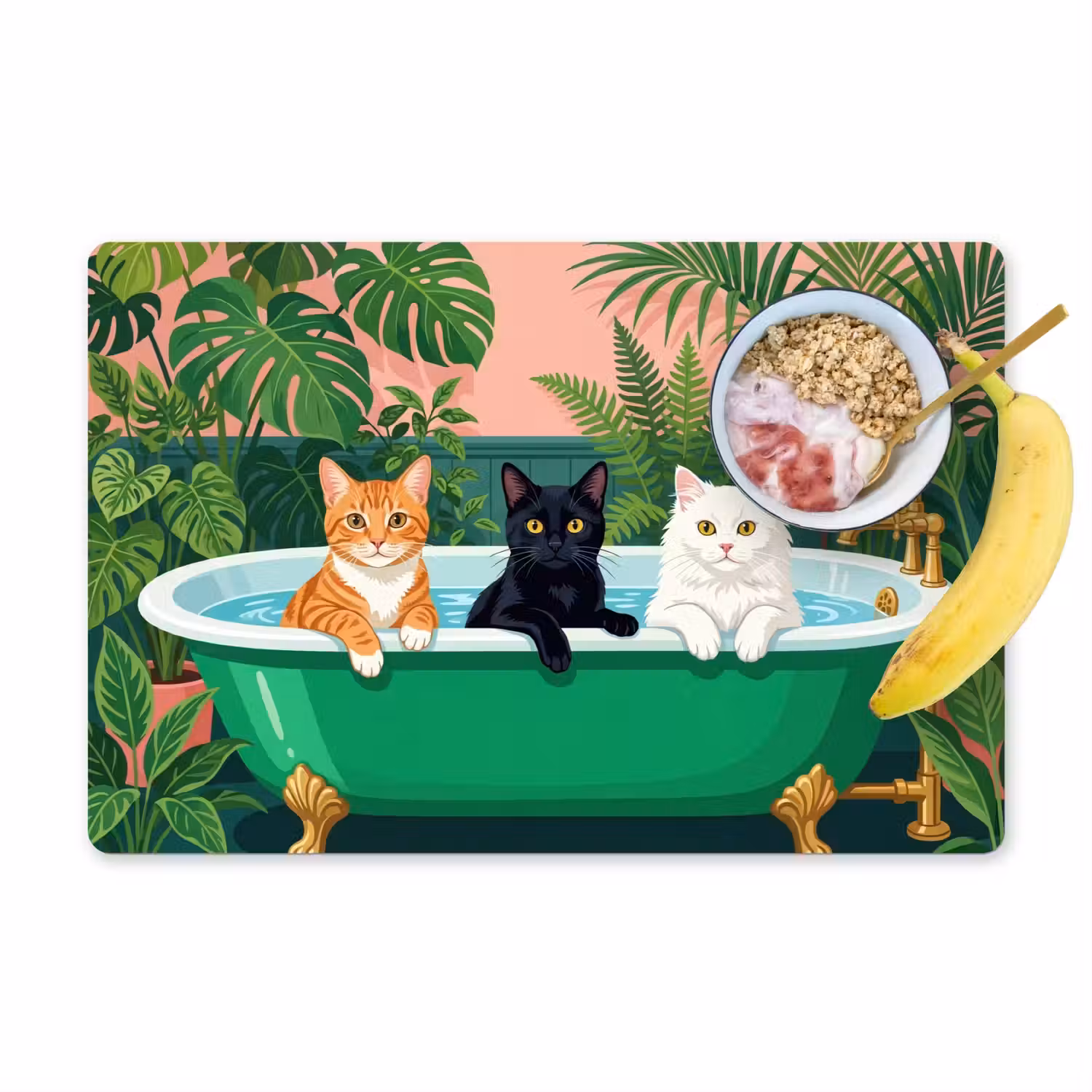Badkamer - Kattenparade - Kleurrijk Placemat vinyl groot -zzzproduct_Kitchenyeah-website