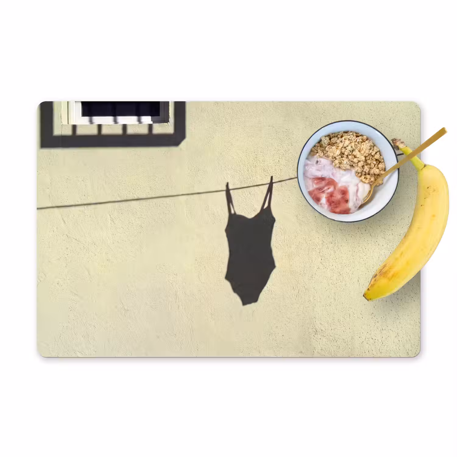Badpak - Schaduw - Muur - Zomer - Minimalistisch Placemat vinyl groot -zzzproduct_Kitchenyeah-website