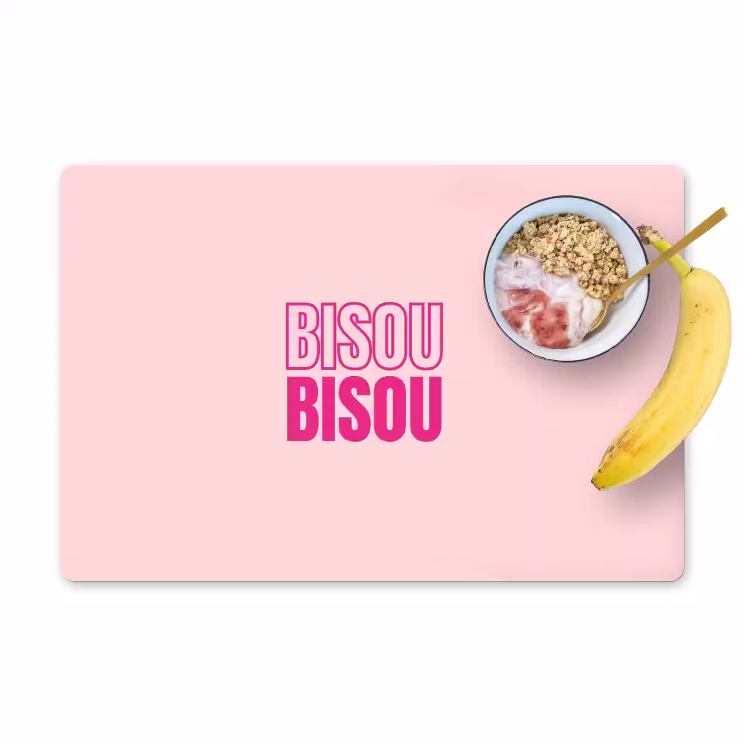 Bisou - Roze - Minimalistisch Placemat vinyl groot -zzzproduct_Kitchenyeah-website
