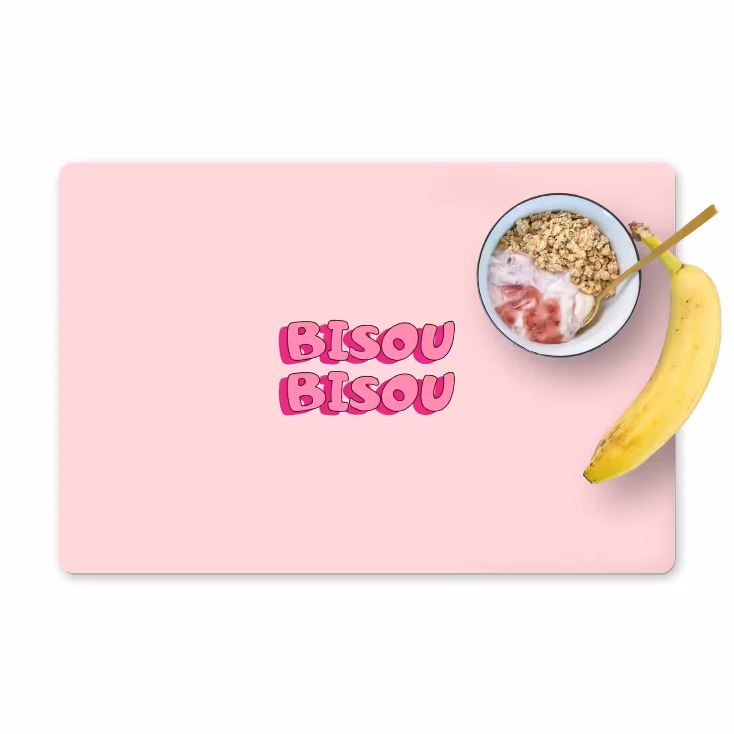 Bisou - Roze - Schaduw Placemat vinyl groot -zzzproduct_Kitchenyeah-website