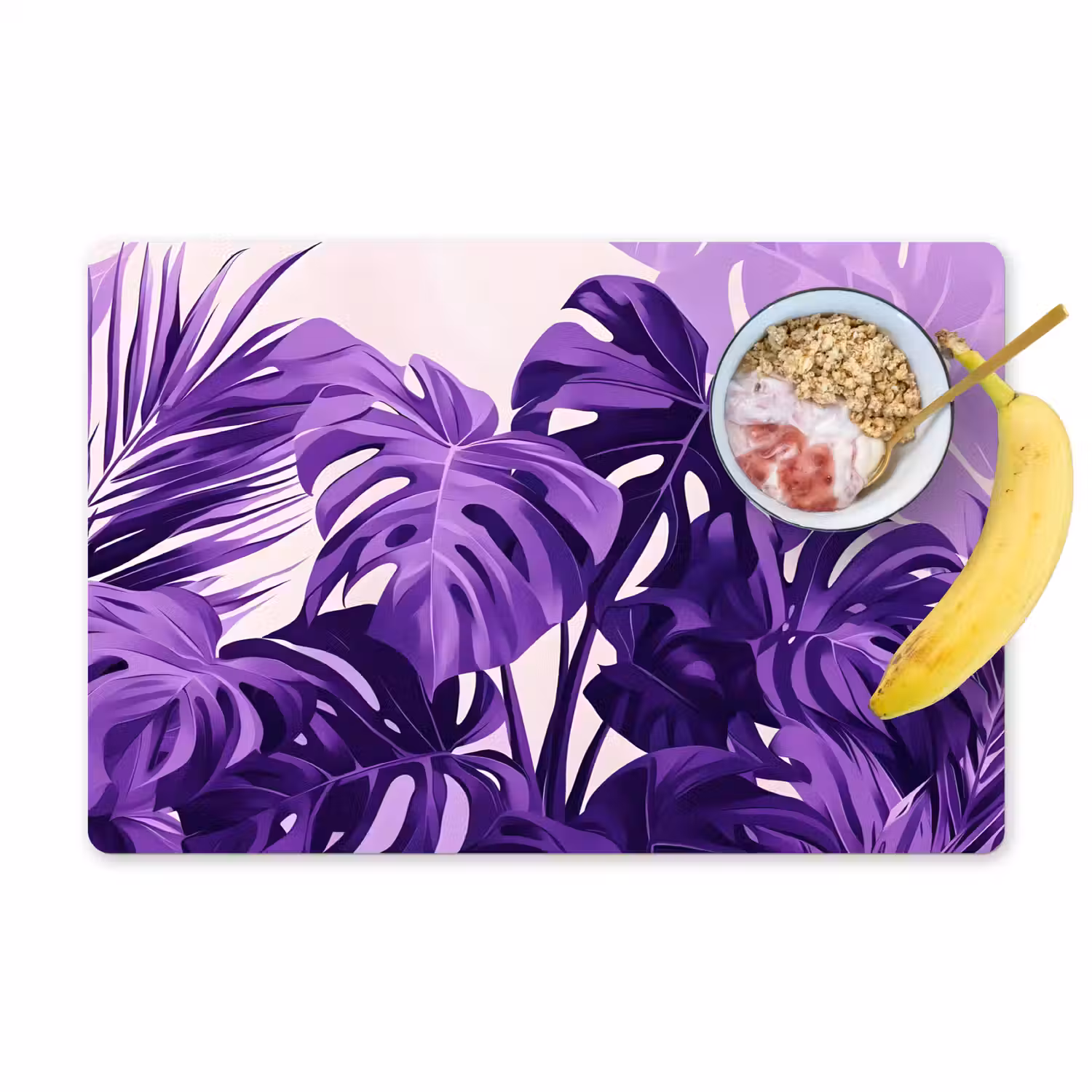 Bladeren - Paars - Tropisch - Abstract Placemat vinyl groot -zzzproduct_Kitchenyeah-website