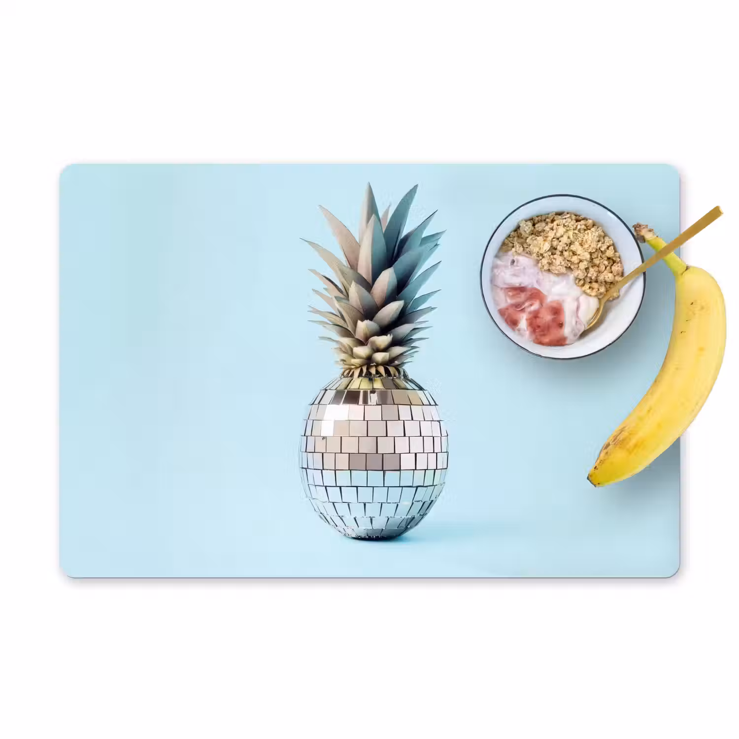 Blauw - Ananas - Disco - Discobal Placemat vinyl groot -zzzproduct_Kitchenyeah-website