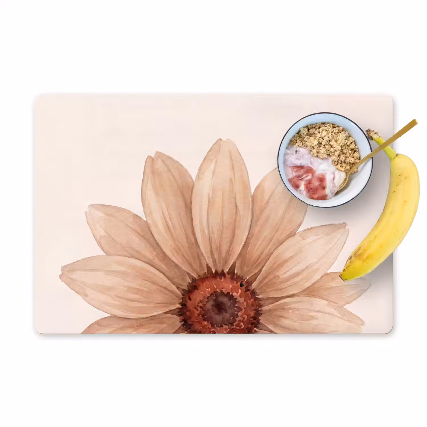 Bloemen - Bloemblad - Natuur - Aquarel - Beige Placemat vinyl groot -zzzproduct_Kitchenyeah-website