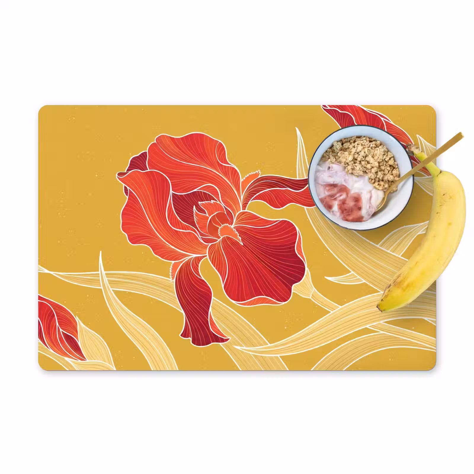 Placemat - 6 stuks - Bloemen - Illustratie - Rood - Bloemen - Illustratie - Rood Placemat vinyl groot