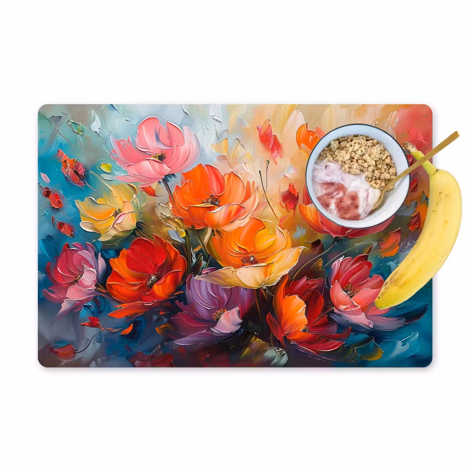 Bloemen - Kleurrijk - Verf - Abstract - Kunst Placemat vinyl groot -zzzproduct_Kitchenyeah-website