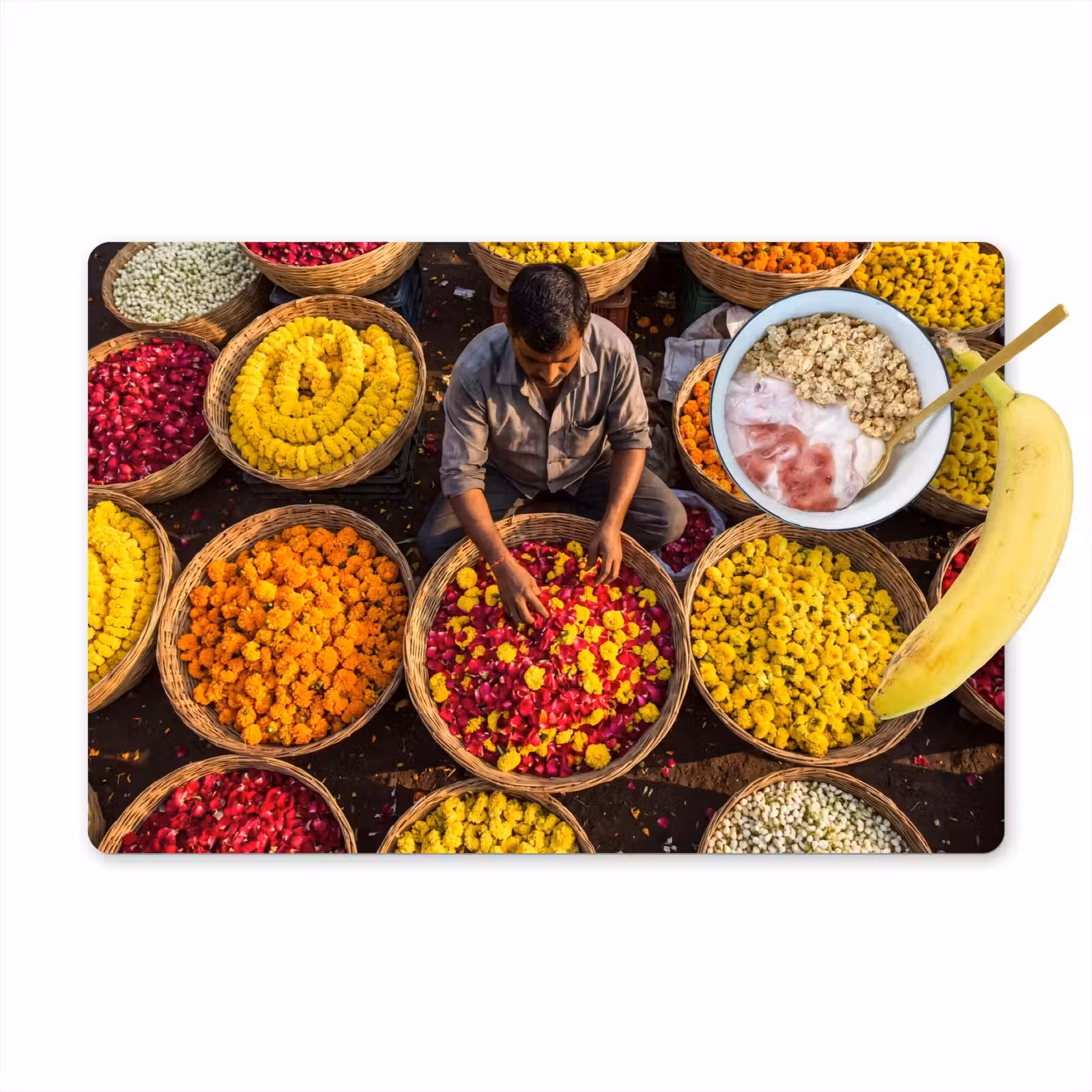 Placemat - 6 stuks - Bloemen - Markt - Kleurrijk - Bloemen - Markt - Kleurrijk Placemat vinyl groot