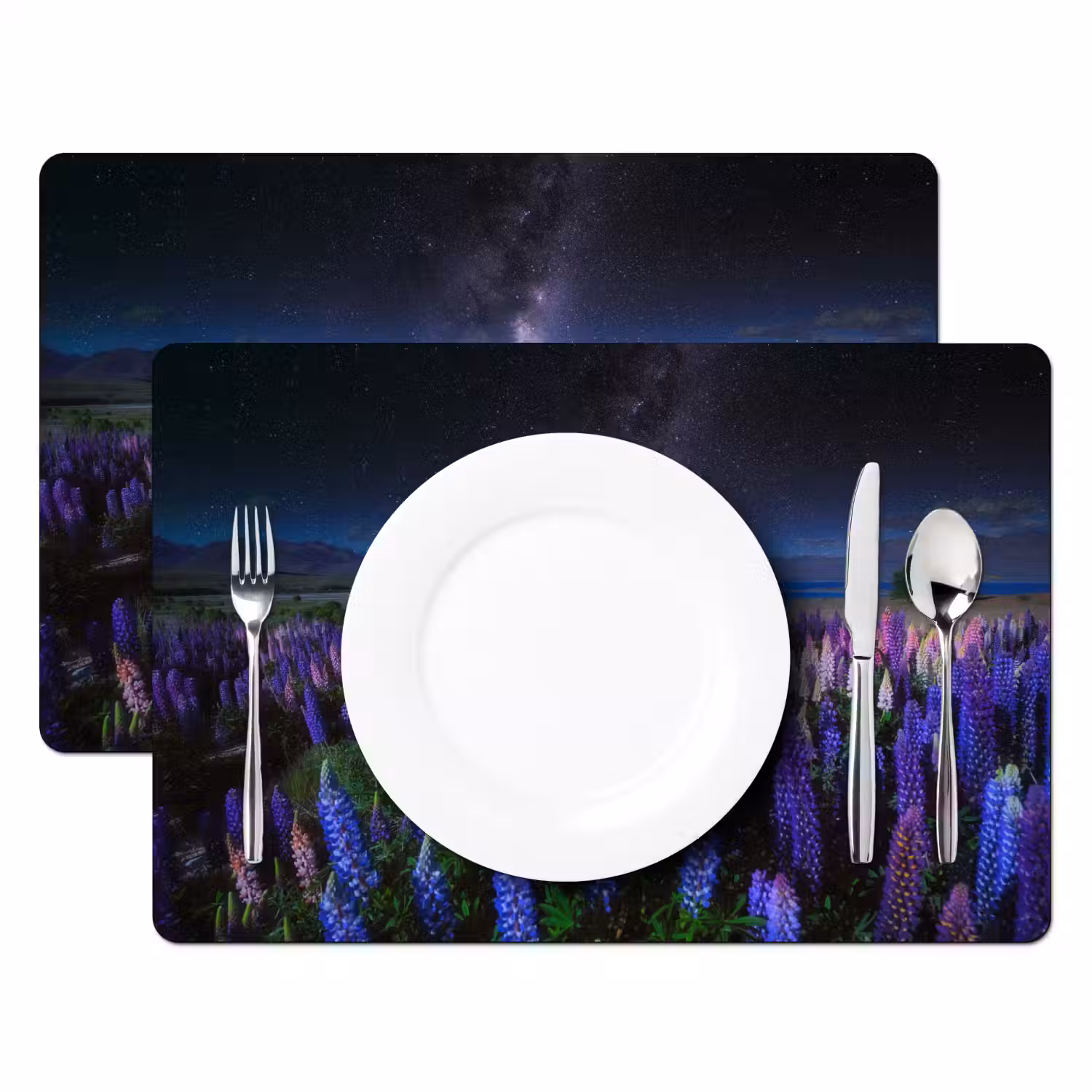 Bloemen - Nacht - Lupine - Sterrenhemel - Paars - Natuur Placemat vinyl groot -zzsfeer2_Kitchenyeah-website