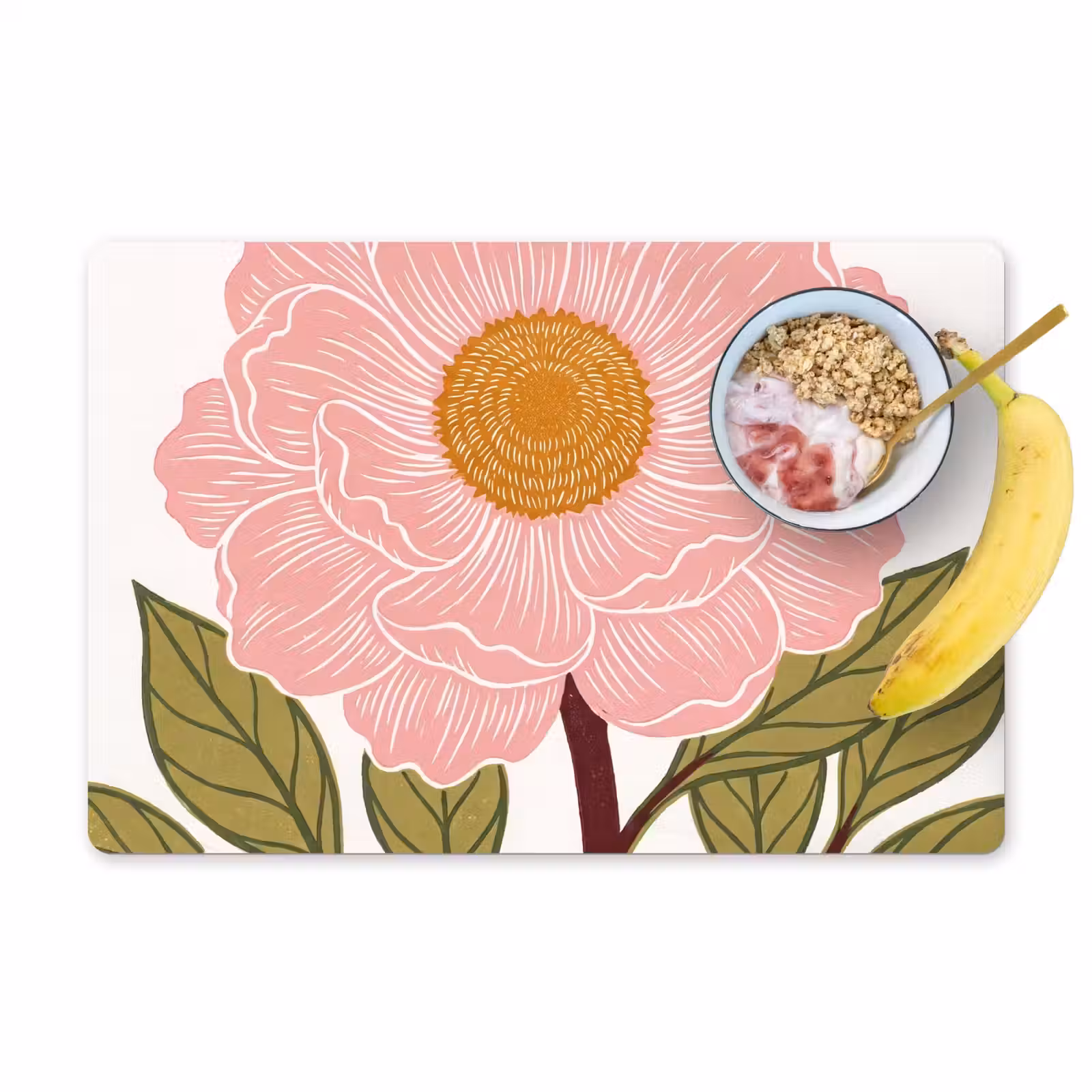 Placemat - 6 stuks - Bloemen - Roze - Illustratie - Bloemen - Roze - Illustratie Placemat vinyl groot