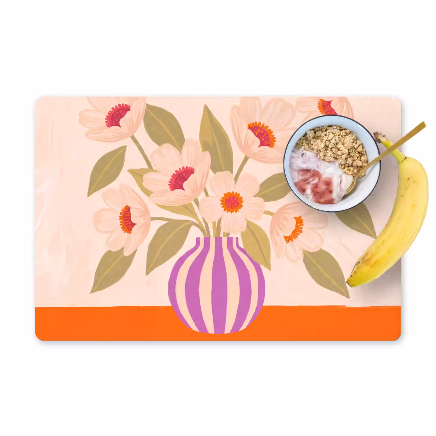 Bloemen - Vaas - Abstract - Paars - Oranje Placemat vinyl groot -zzzproduct_Kitchenyeah-website