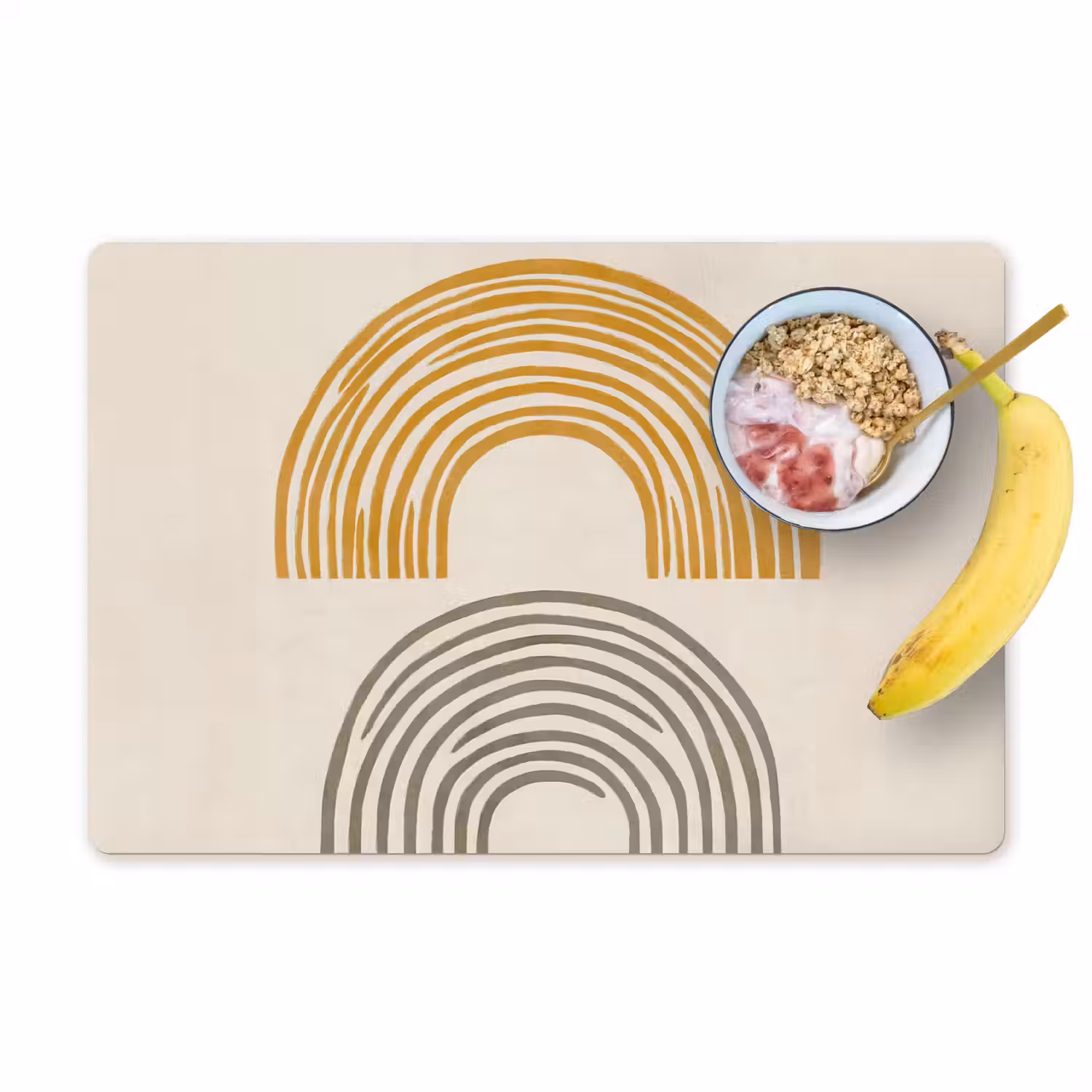 Bogen - Lijnen - Oranje - Minimalistisch Placemat vinyl groot -zzzproduct_Kitchenyeah-website