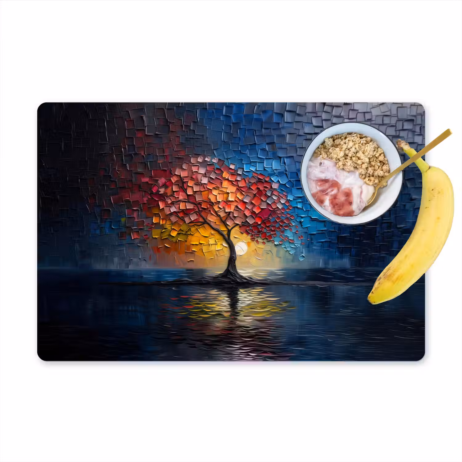 Boom - Blauw - Bladeren - Vakken Placemat vinyl groot -zzzproduct_Kitchenyeah-website
