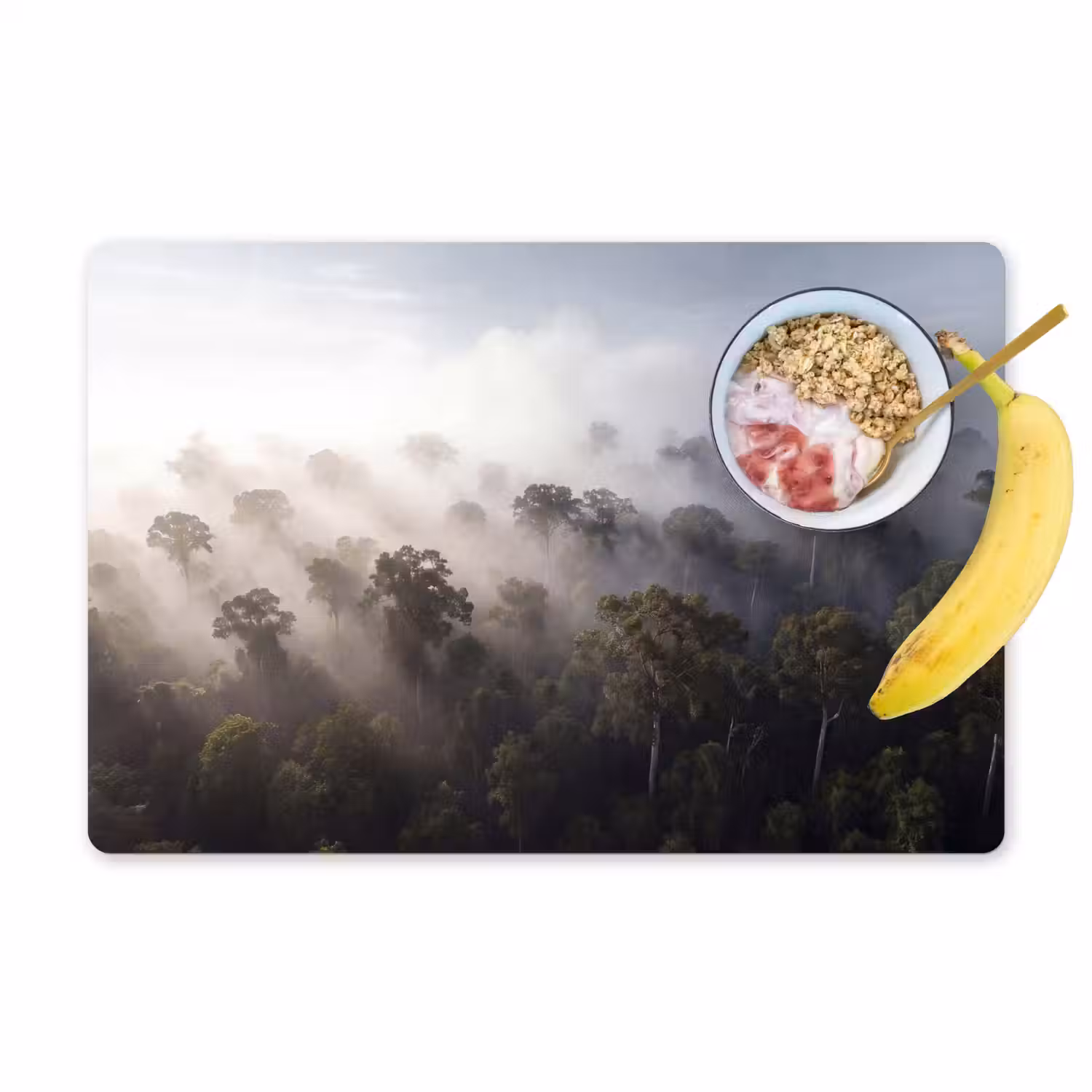 Bos - Mist - Natuur - Groen Placemat vinyl groot -zzzproduct_Kitchenyeah-website