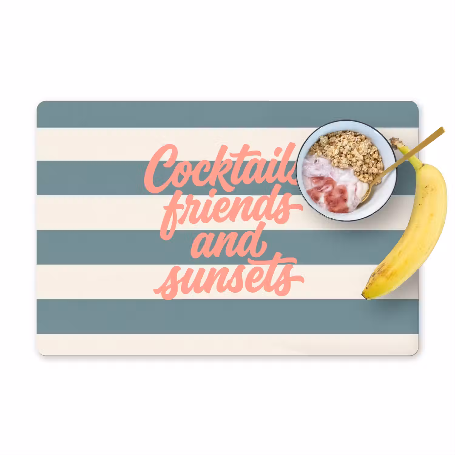 Cocktails - Strepen - Blauw - Koraal Placemat vinyl groot -zzzproduct_Kitchenyeah-website
