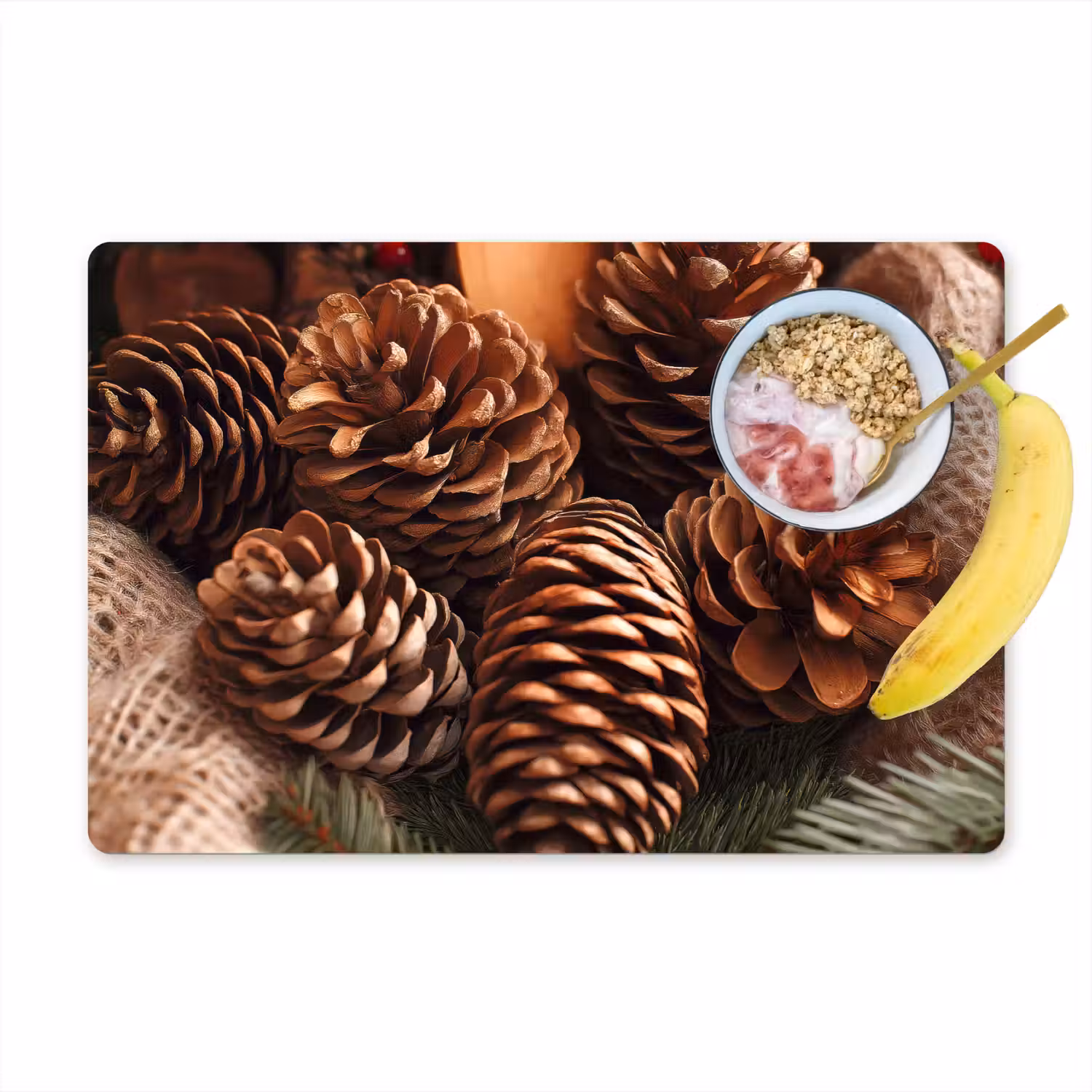 Dennenappels - Boom - Winter - Natuur - Bruin Placemat vinyl groot -zzzproduct_Kitchenyeah-website