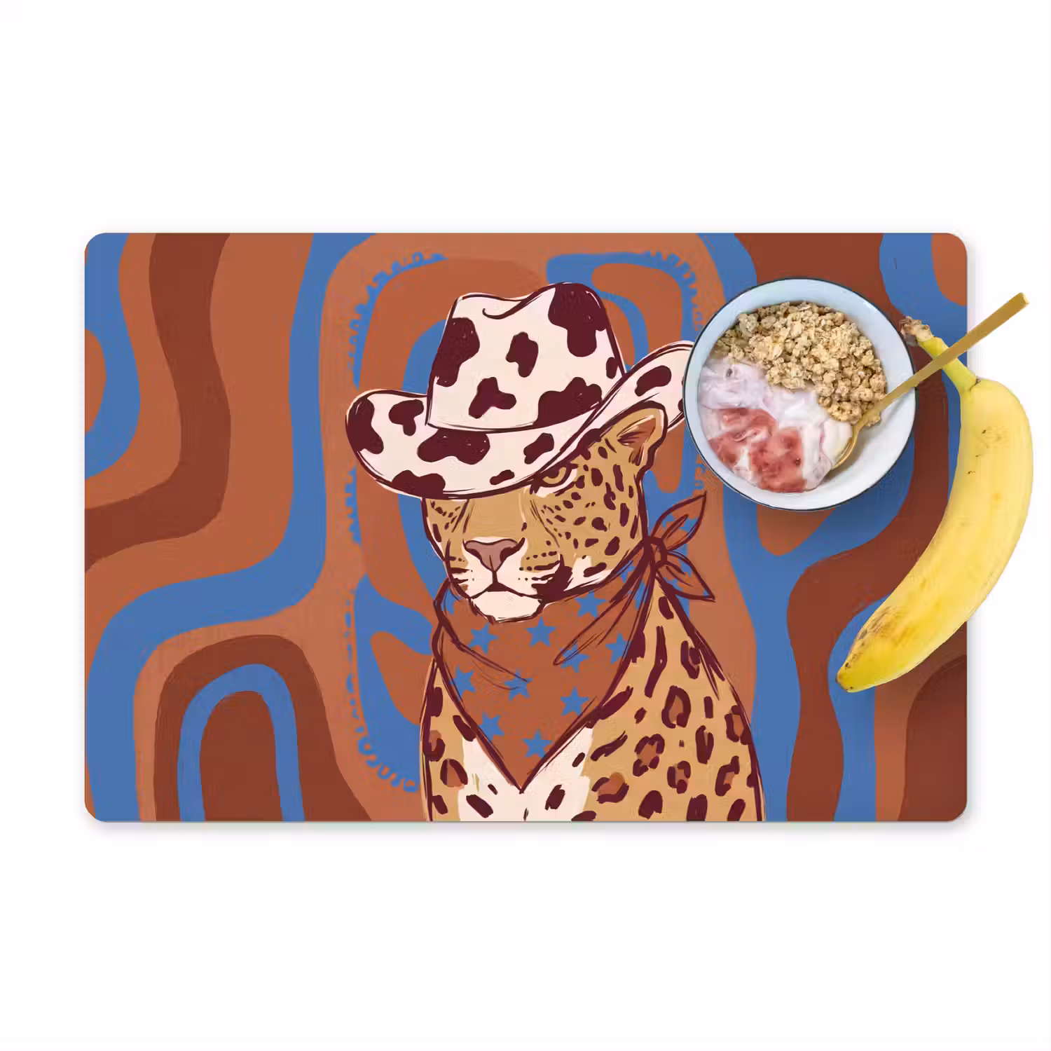 Dieren - Cowboyhoed - Modern - Illustratie - Bruin Placemat vinyl groot -zzzproduct_Kitchenyeah-website