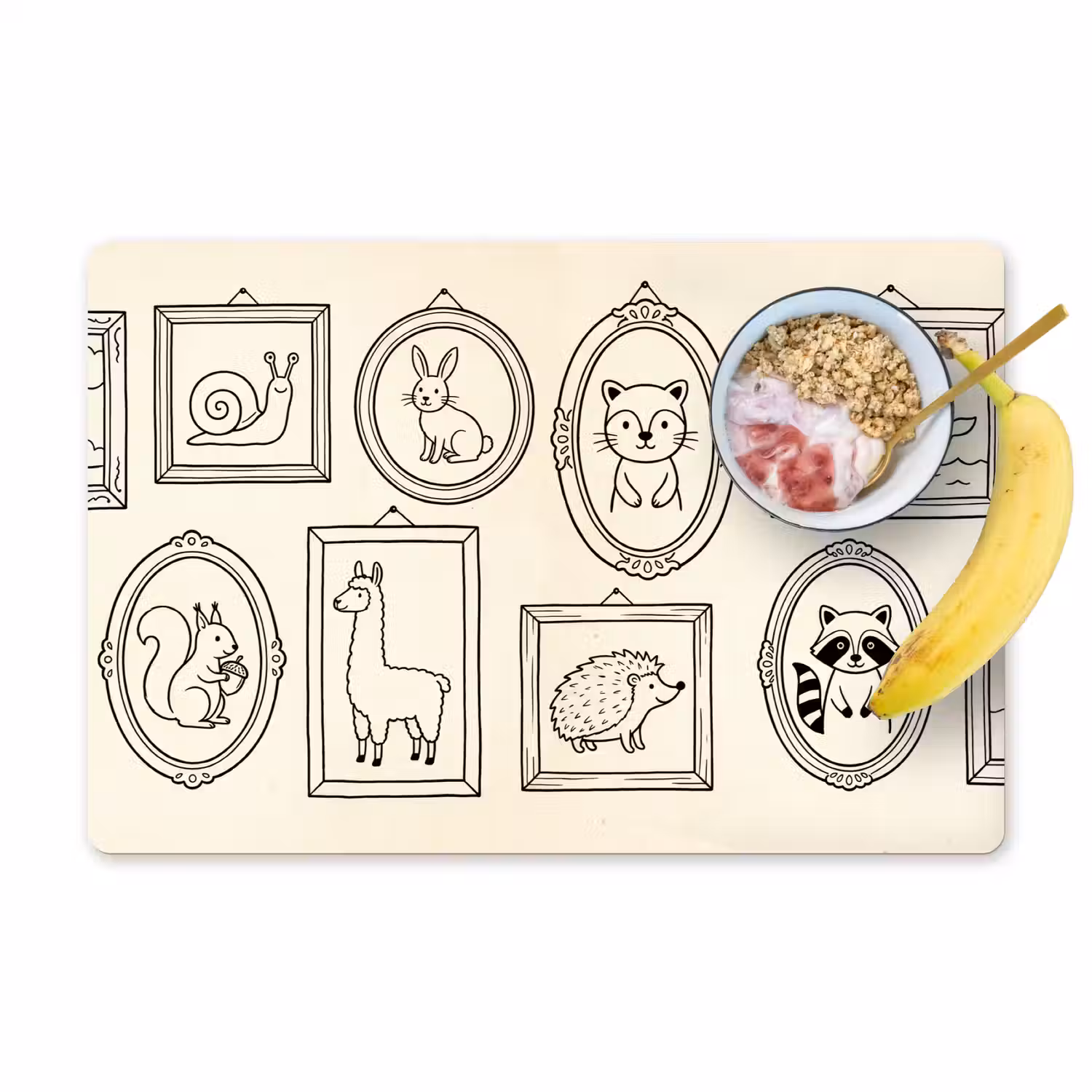 Dieren - Illustratie - Lijsten - Galerij - Speels Placemat vinyl groot -zzzproduct_Kitchenyeah-website