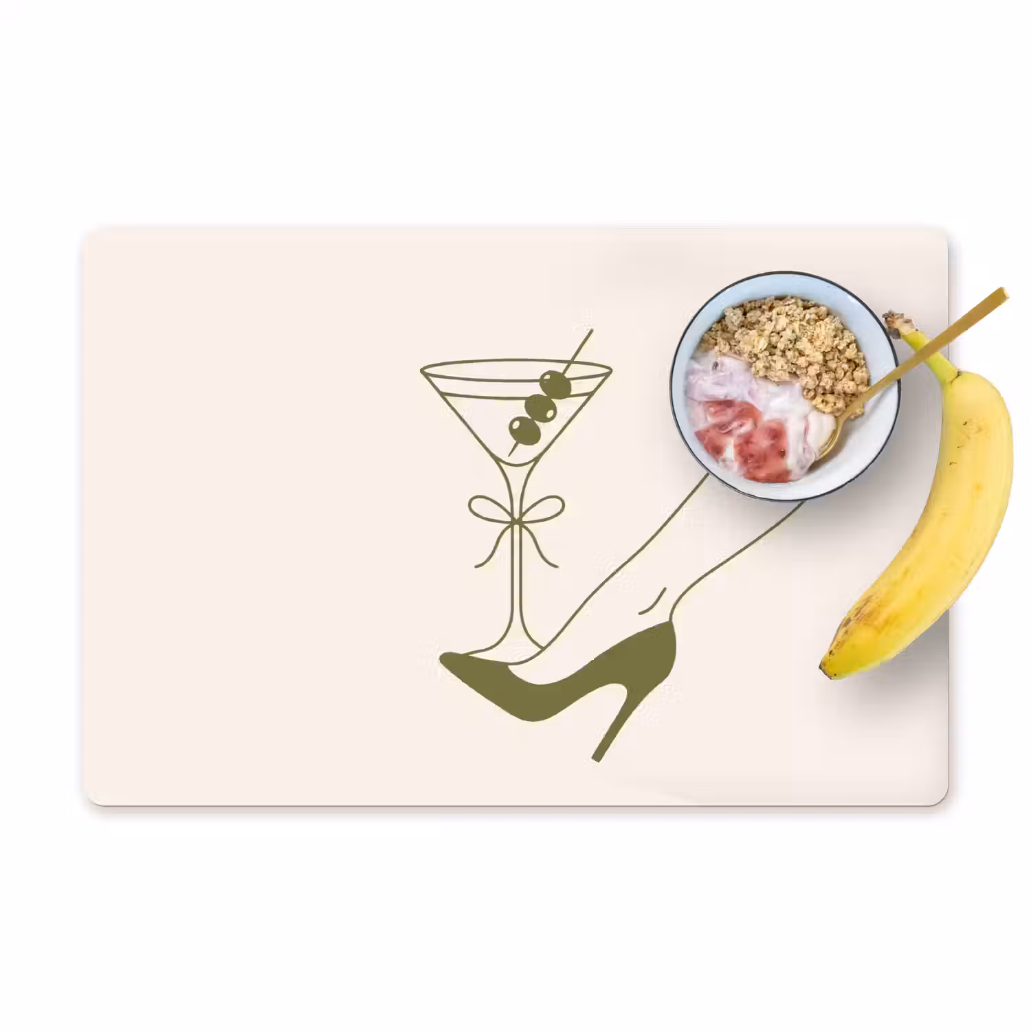 Drank - Martini - Hoge hak - Mode - Groen Placemat vinyl groot -zzzproduct_Kitchenyeah-website