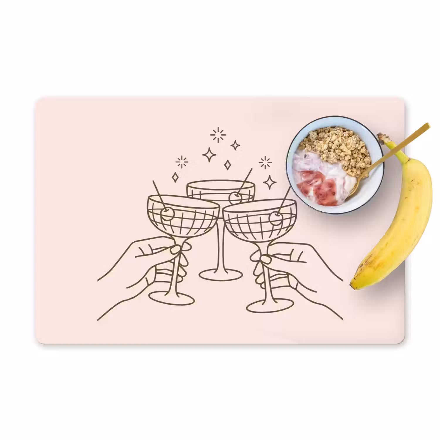 Drankjes - Feest - Proosten - Minimalistisch - Groen Placemat vinyl groot -zzzproduct_Kitchenyeah-website