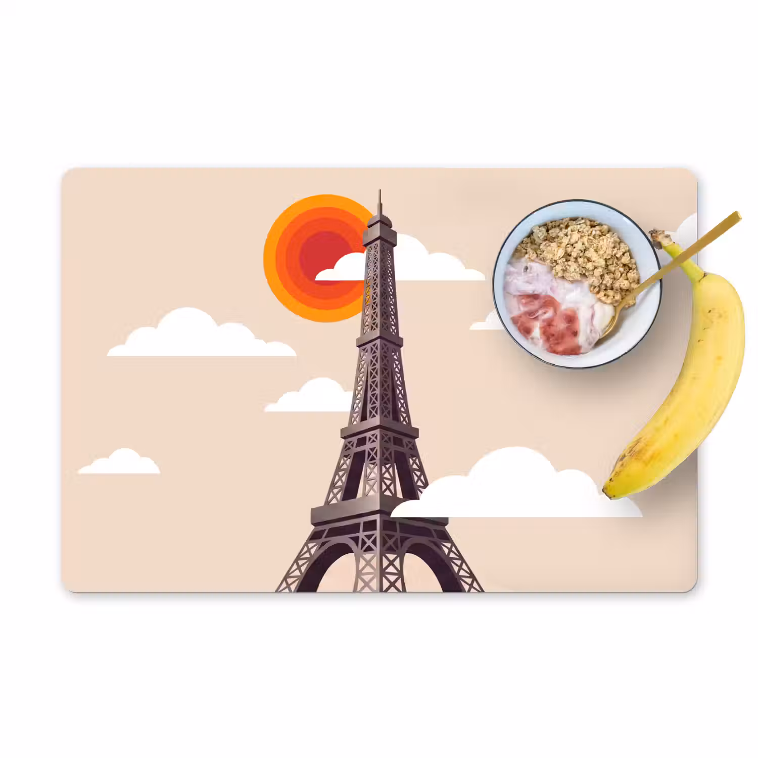 Eiffeltoren - Zon - Architectuur - Abstract - Beige Placemat vinyl groot -zzzproduct_Kitchenyeah-website