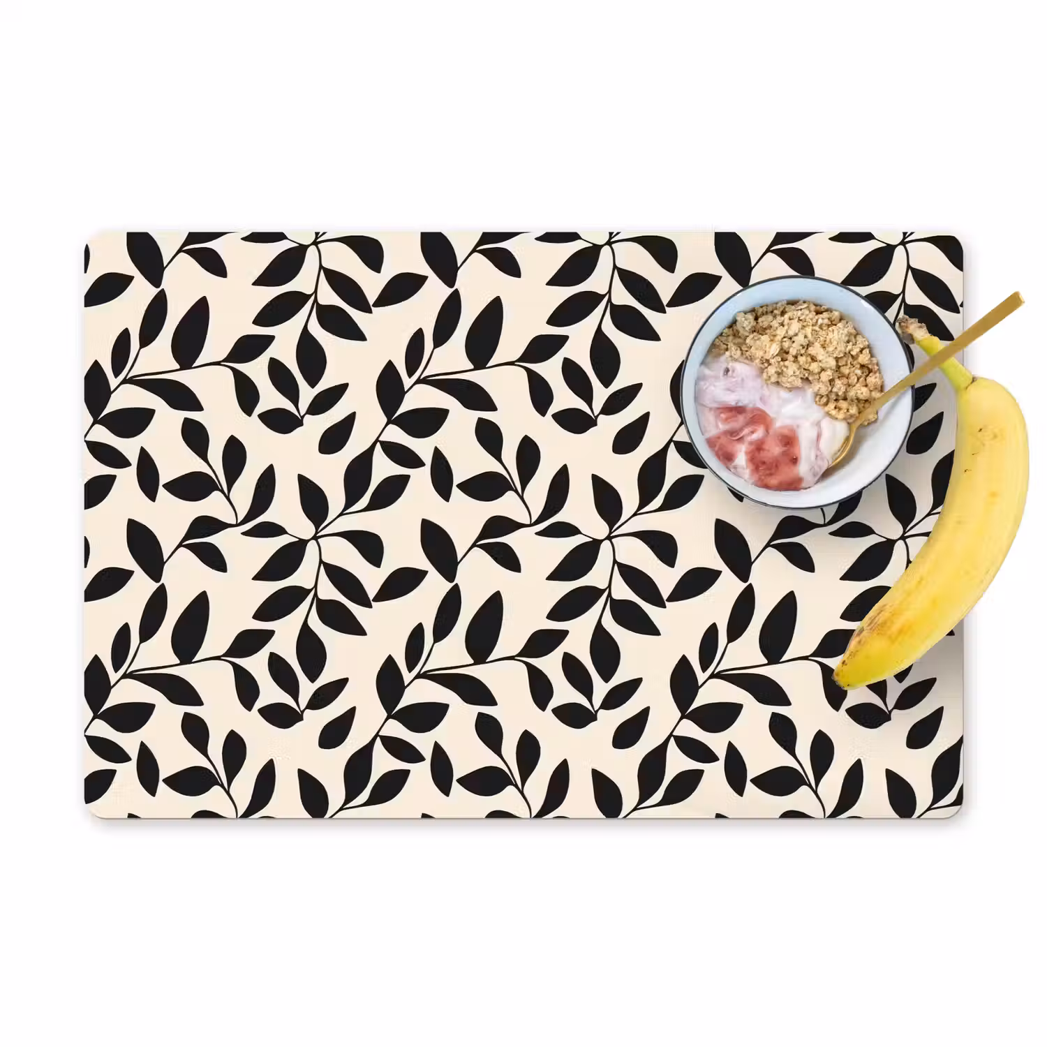 Elegant - Patroon - Zwart - Beige Placemat vinyl groot 368 -zzzproduct_Kitchenyeah-website