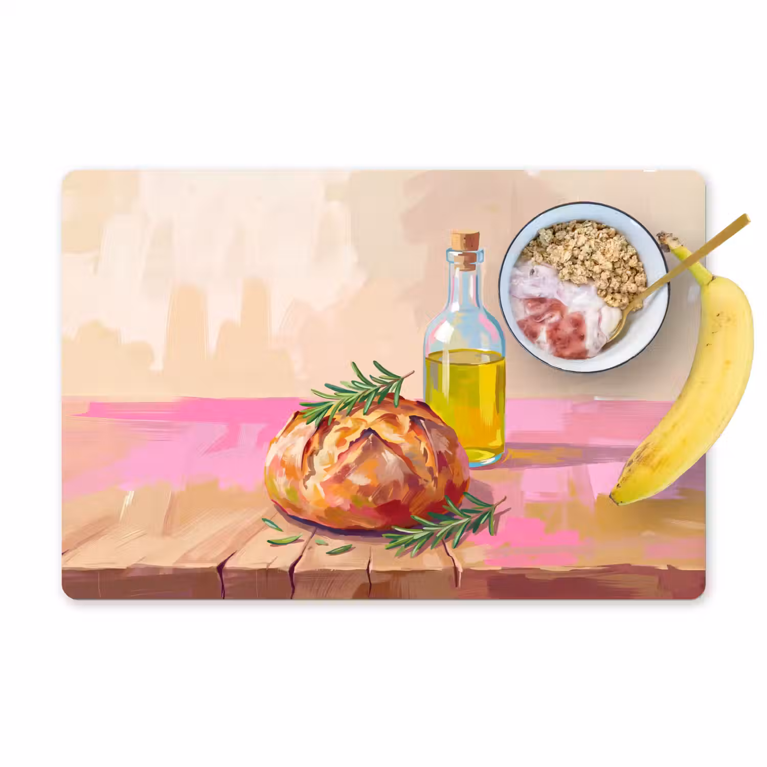 Eten - Brood - Olijfolie - Abstract - Keuken Placemat vinyl groot -zzzproduct_Kitchenyeah-website