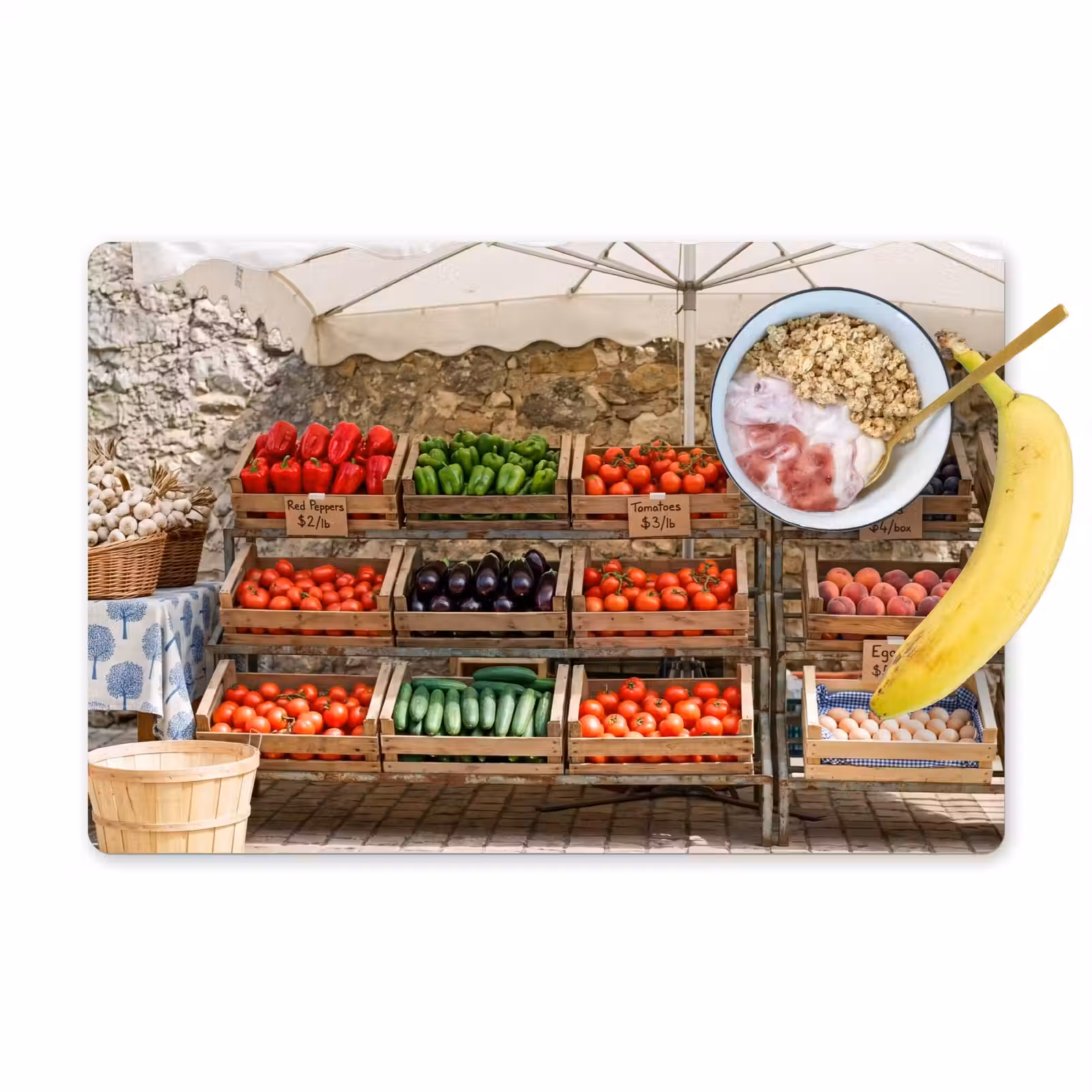 Placemat - 6 stuks - Eten - Markt - Vers - Eten - Markt - Vers Placemat vinyl groot